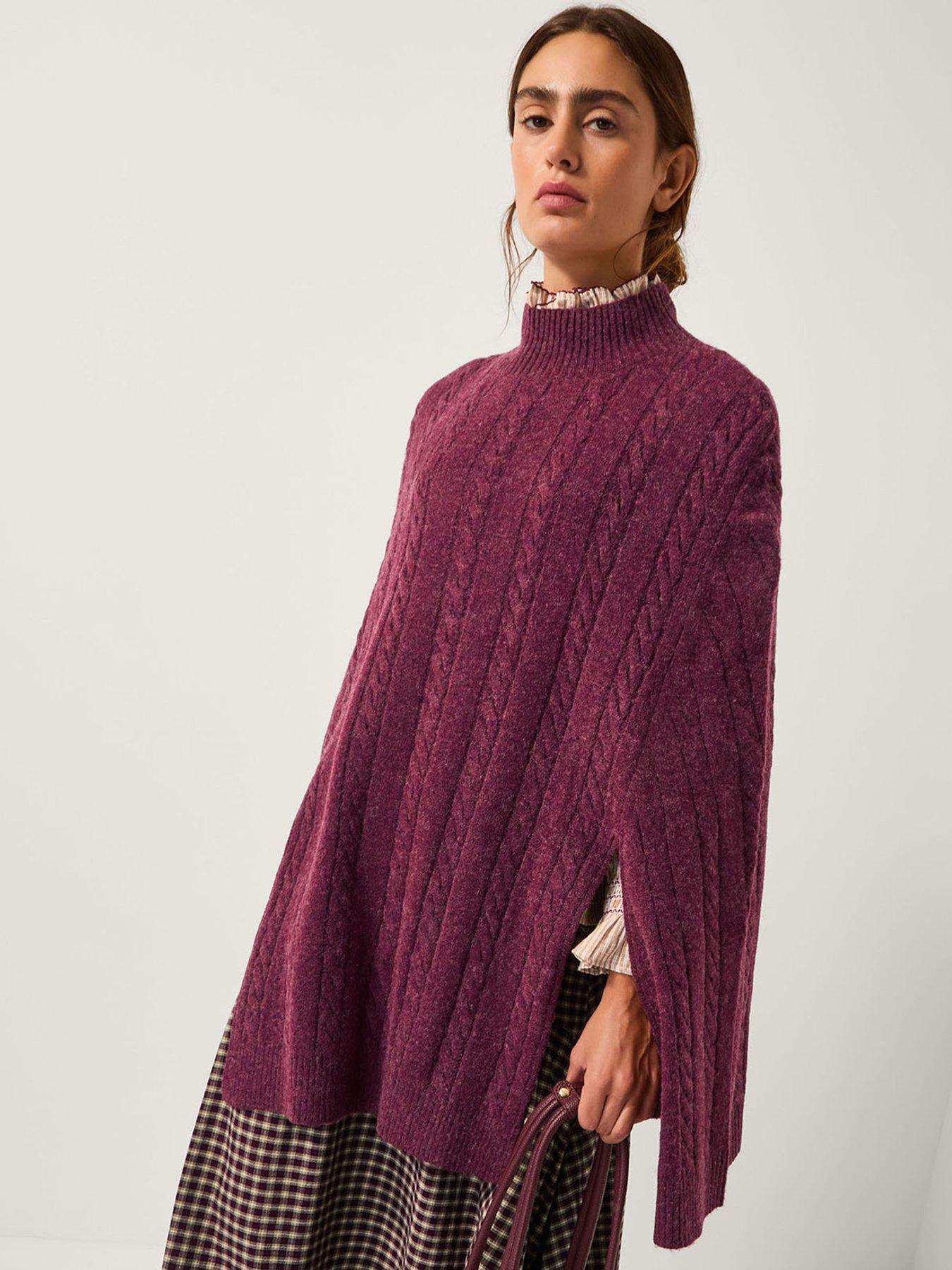 Image 1 of 4 of Monsoon Carrie Cable Poncho - Red