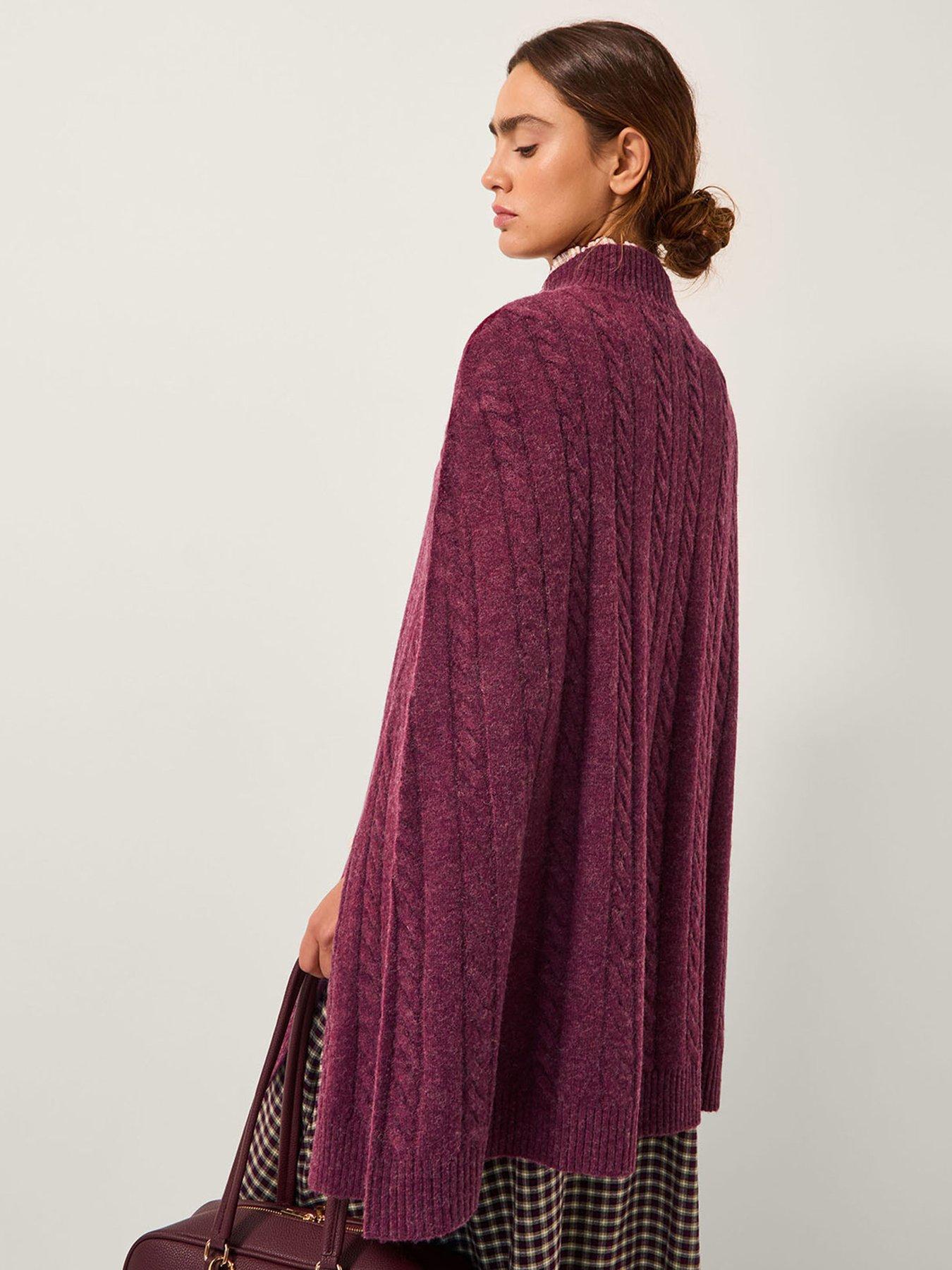 Image 2 of 4 of Monsoon Carrie Cable Poncho - Red