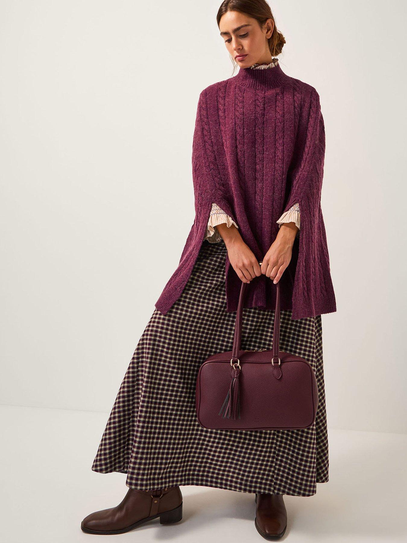 Image 3 of 4 of Monsoon Carrie Cable Poncho - Red