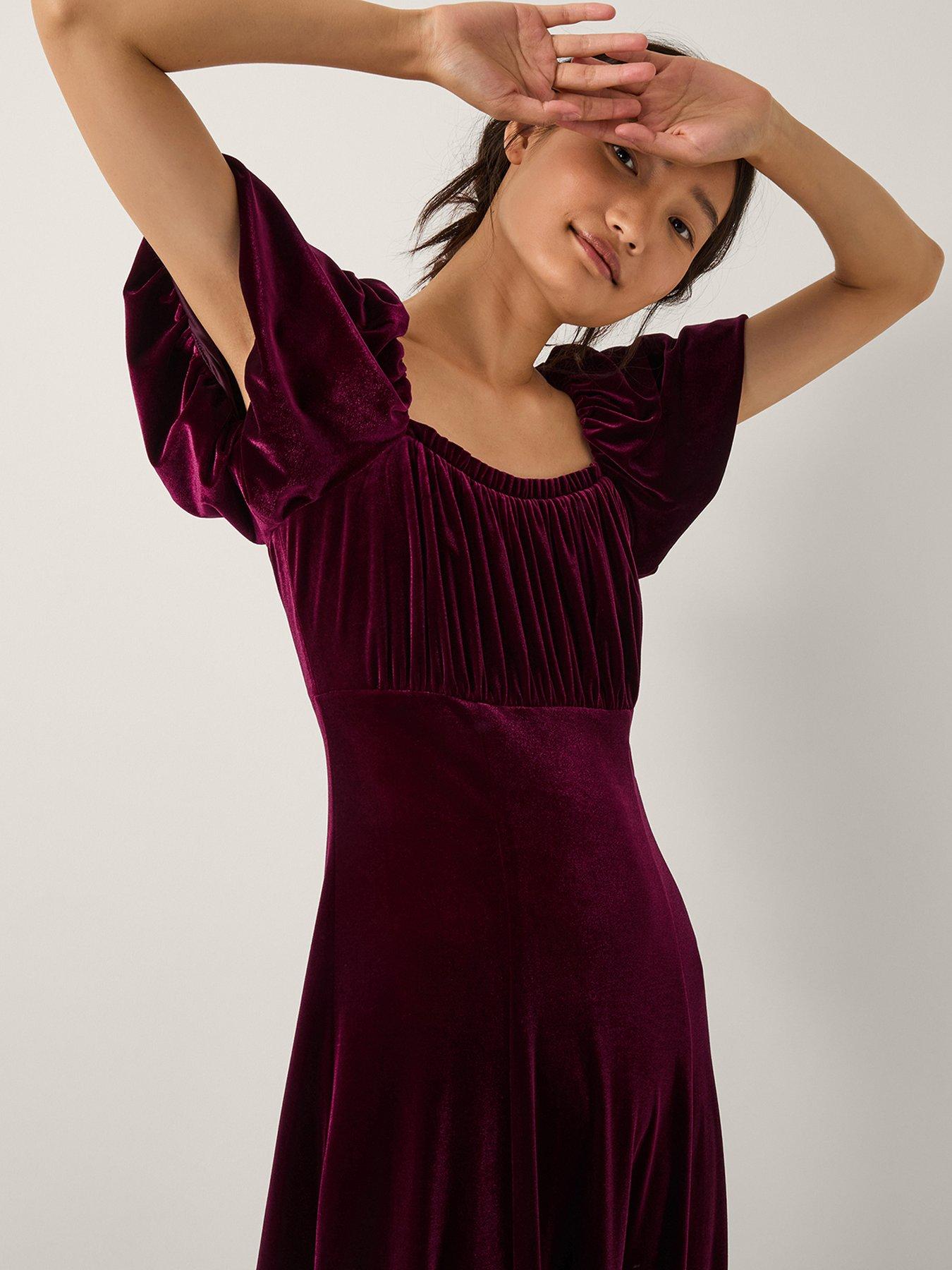 monsoon red velvet dress Noa Spotty Organza Sleeve Velvet Dress Red