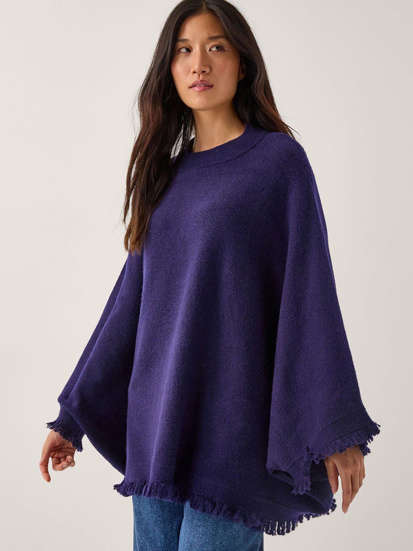 Image 1 of 5 of Monsoon Fay Fringe Poncho - Blue