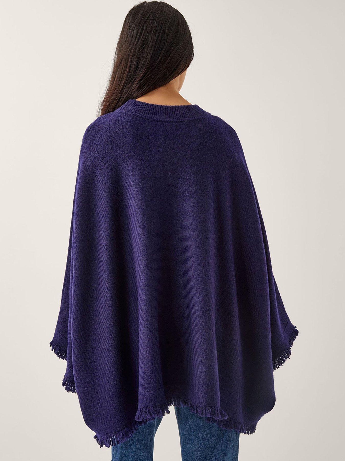 Image 2 of 5 of Monsoon Fay Fringe Poncho - Blue