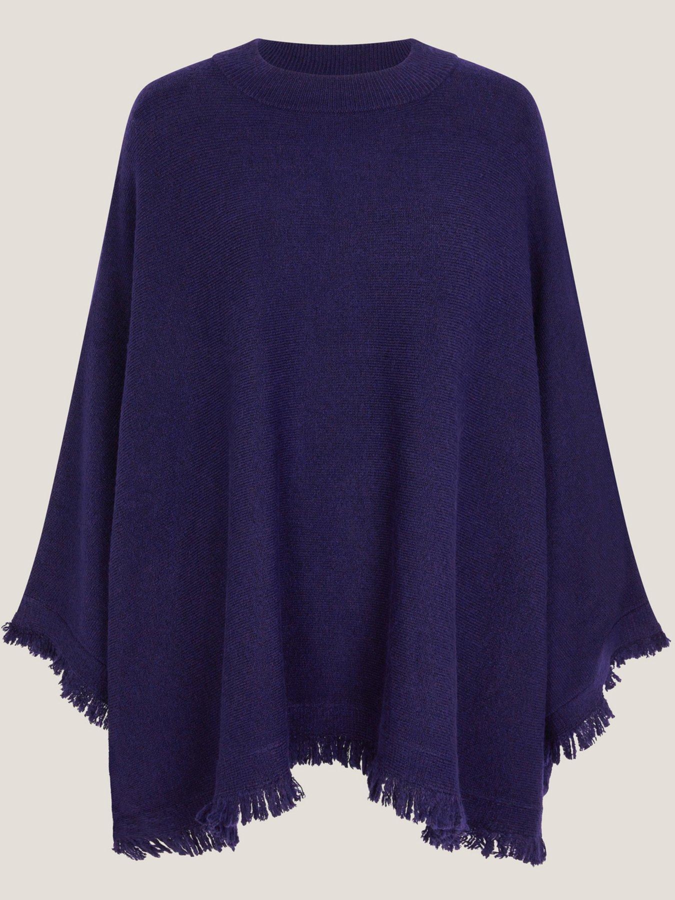 Image 3 of 5 of Monsoon Fay Fringe Poncho - Blue