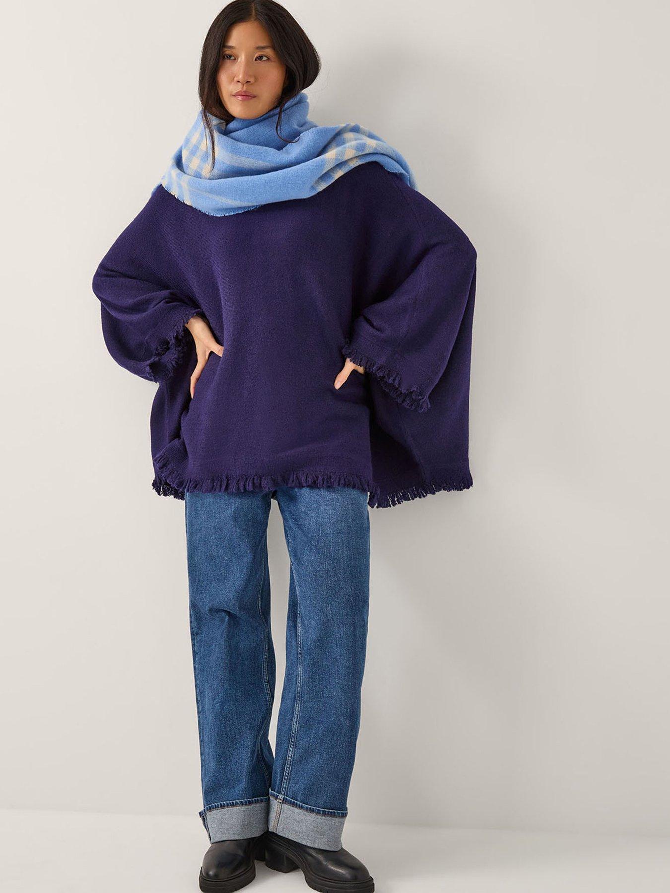 Image 4 of 5 of Monsoon Fay Fringe Poncho - Blue