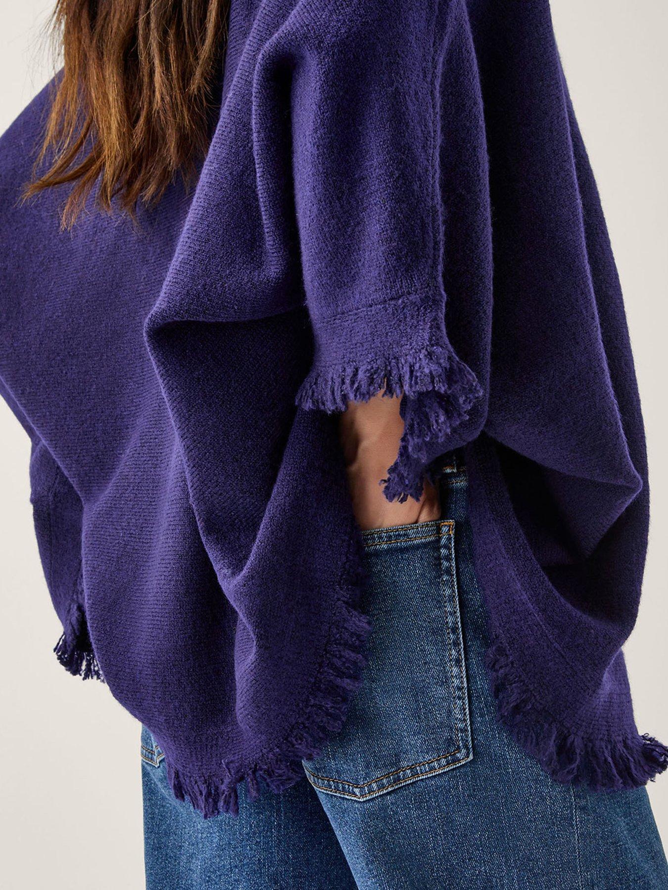 Image 5 of 5 of Monsoon Fay Fringe Poncho - Blue