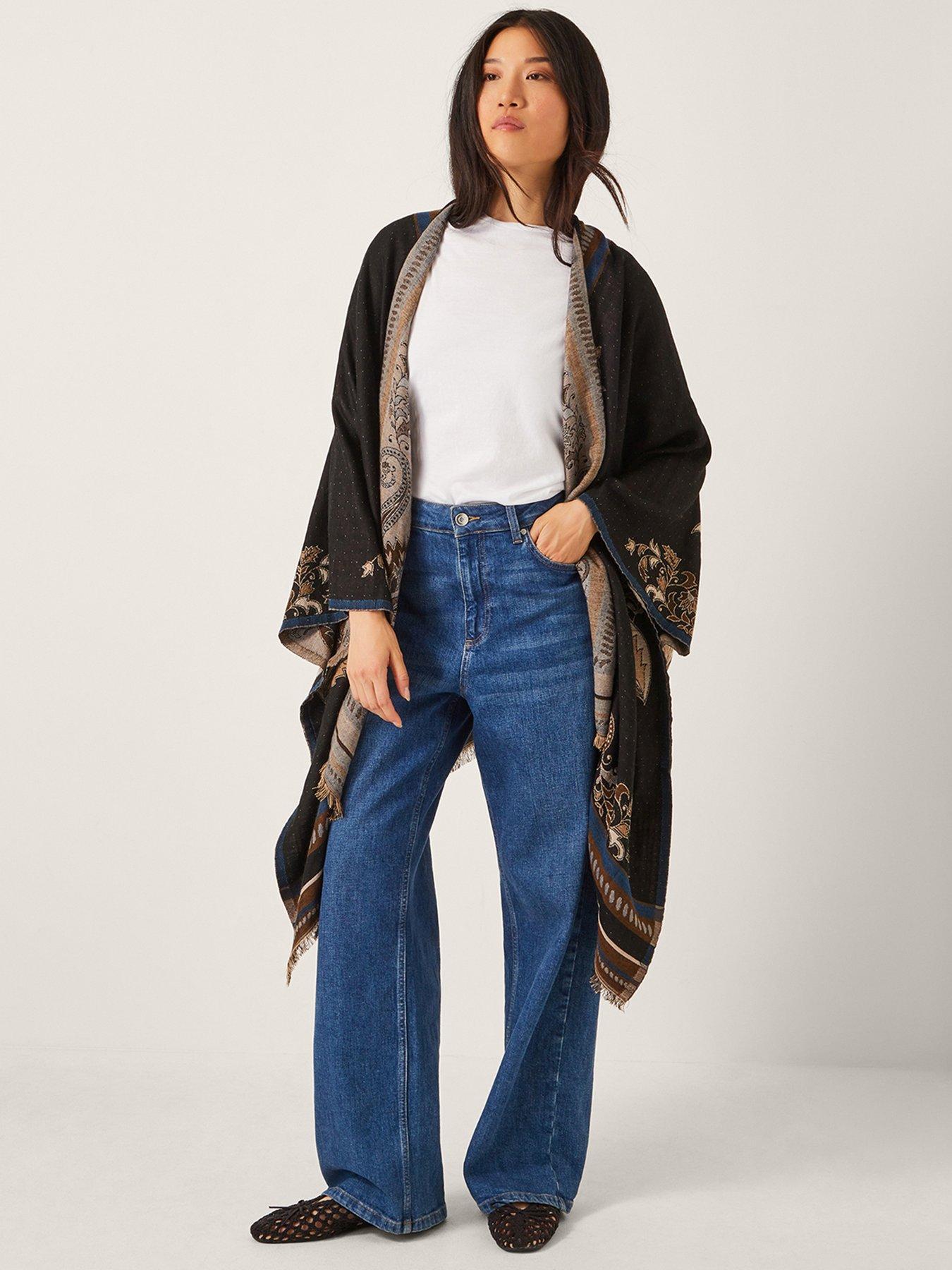 Monsoon Crissy Jacquard Wrap Cardigan - Black