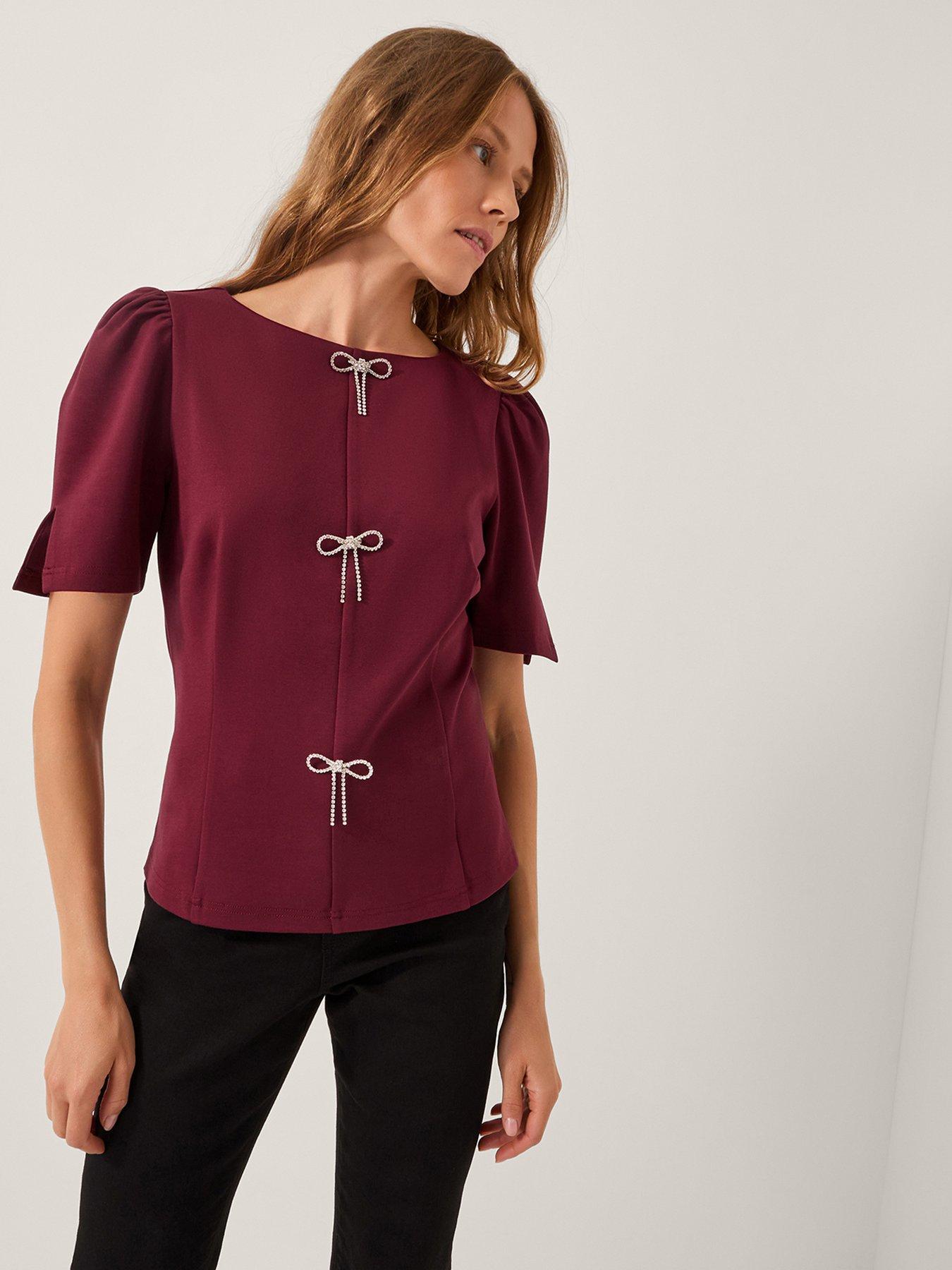 monsoon-brooke-diamant-bow-ponte-top-red