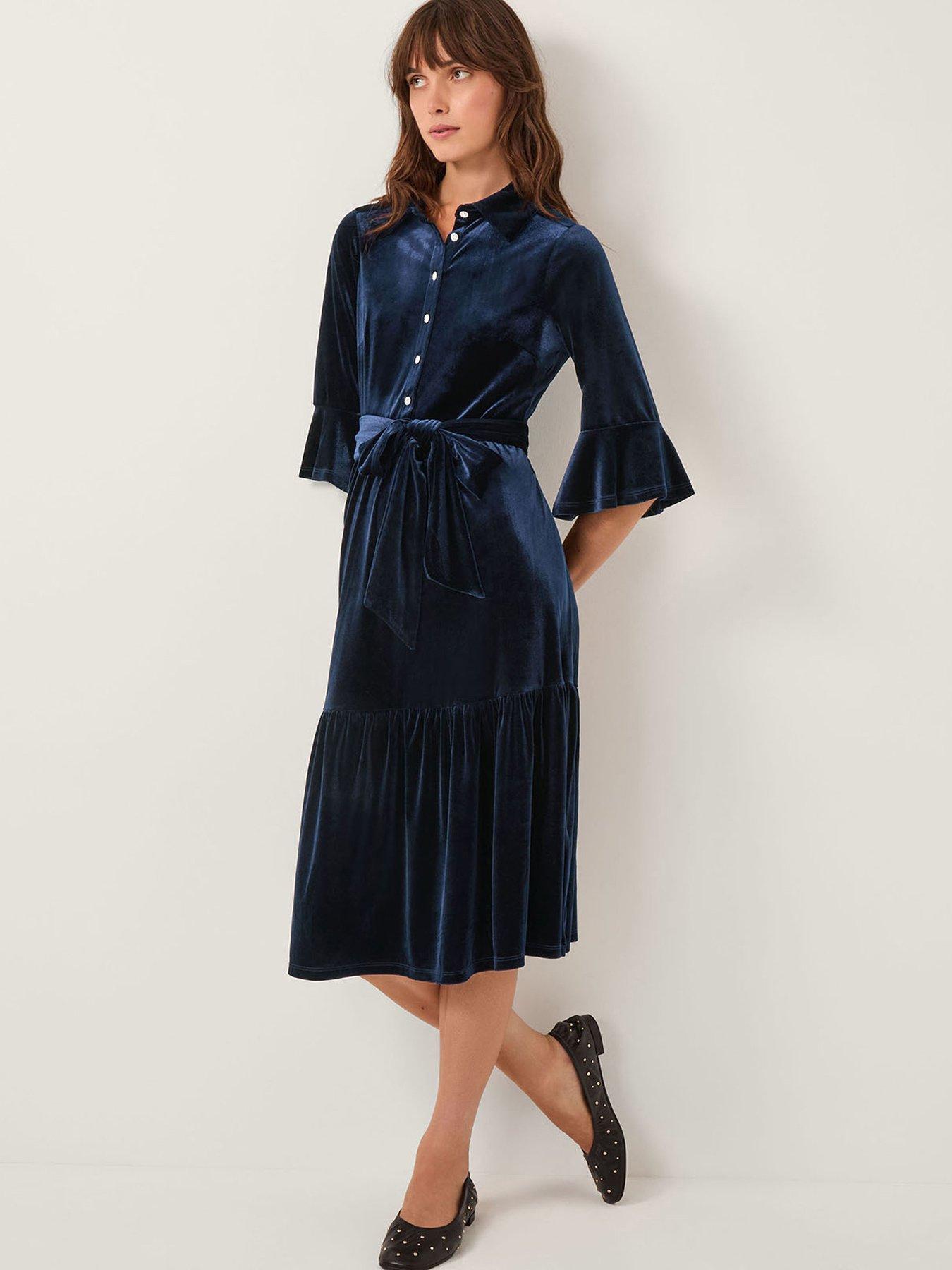 monsoon-tanya-stretch-velvet-midi-shirt-dress-blueoutfit