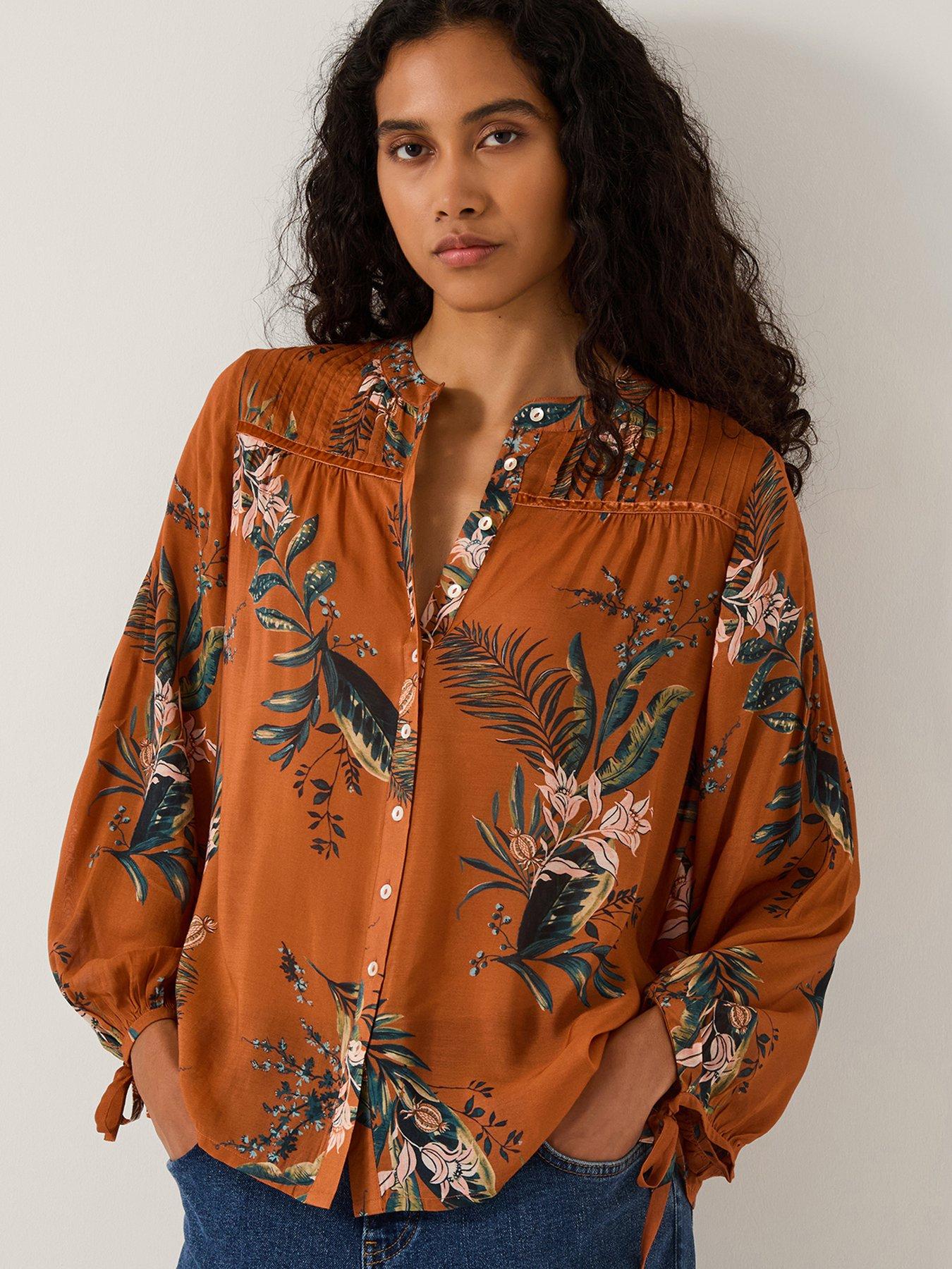 Monsoon Georgie Botanical Print Blouse - Brown