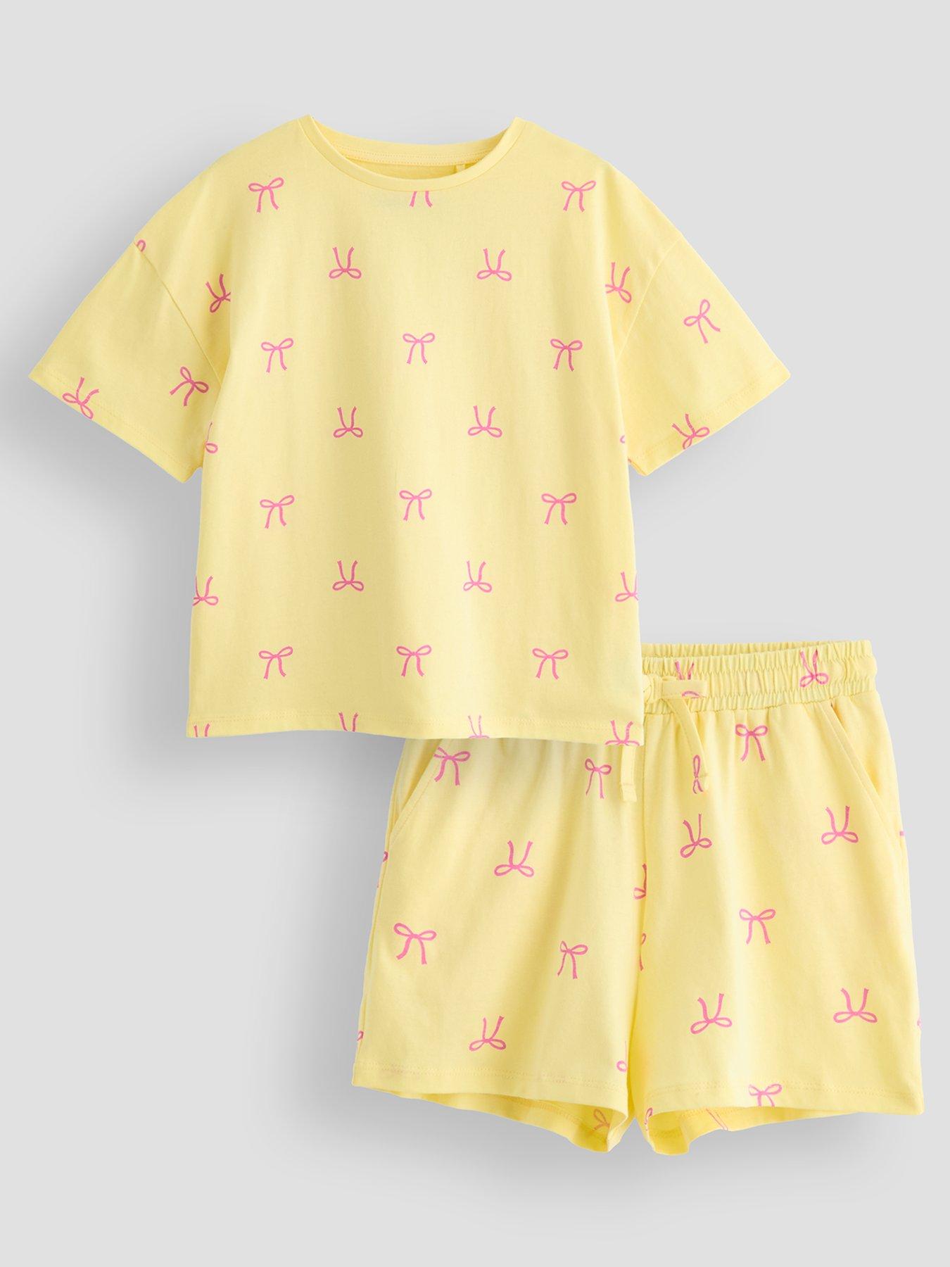 the-very-collection-girls-bow-print-short-pyjama-setfront