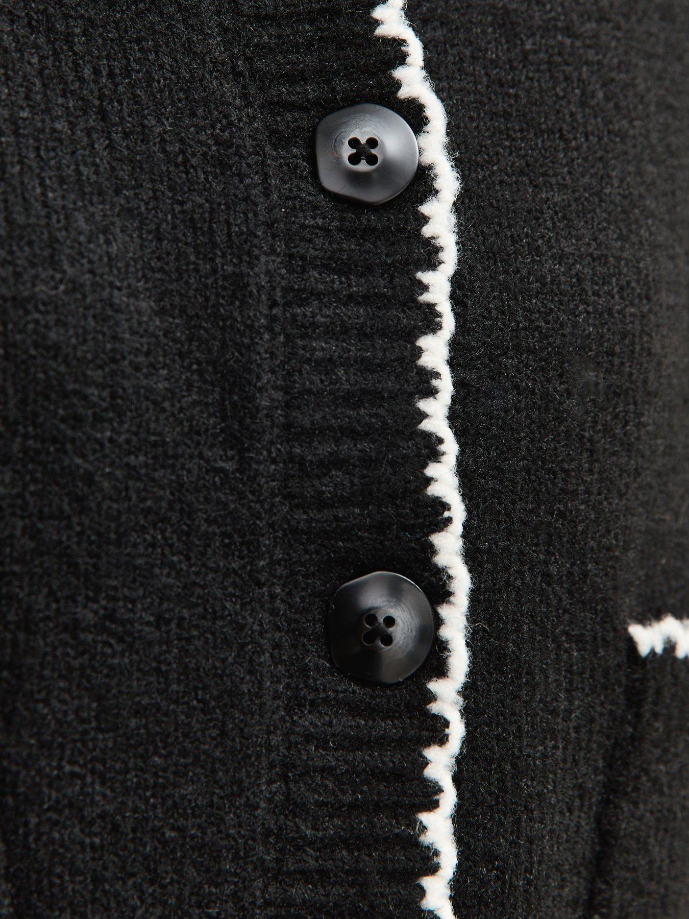 Image 5 of 5 of New Look Black Blanket Stitch Collared Cardigan