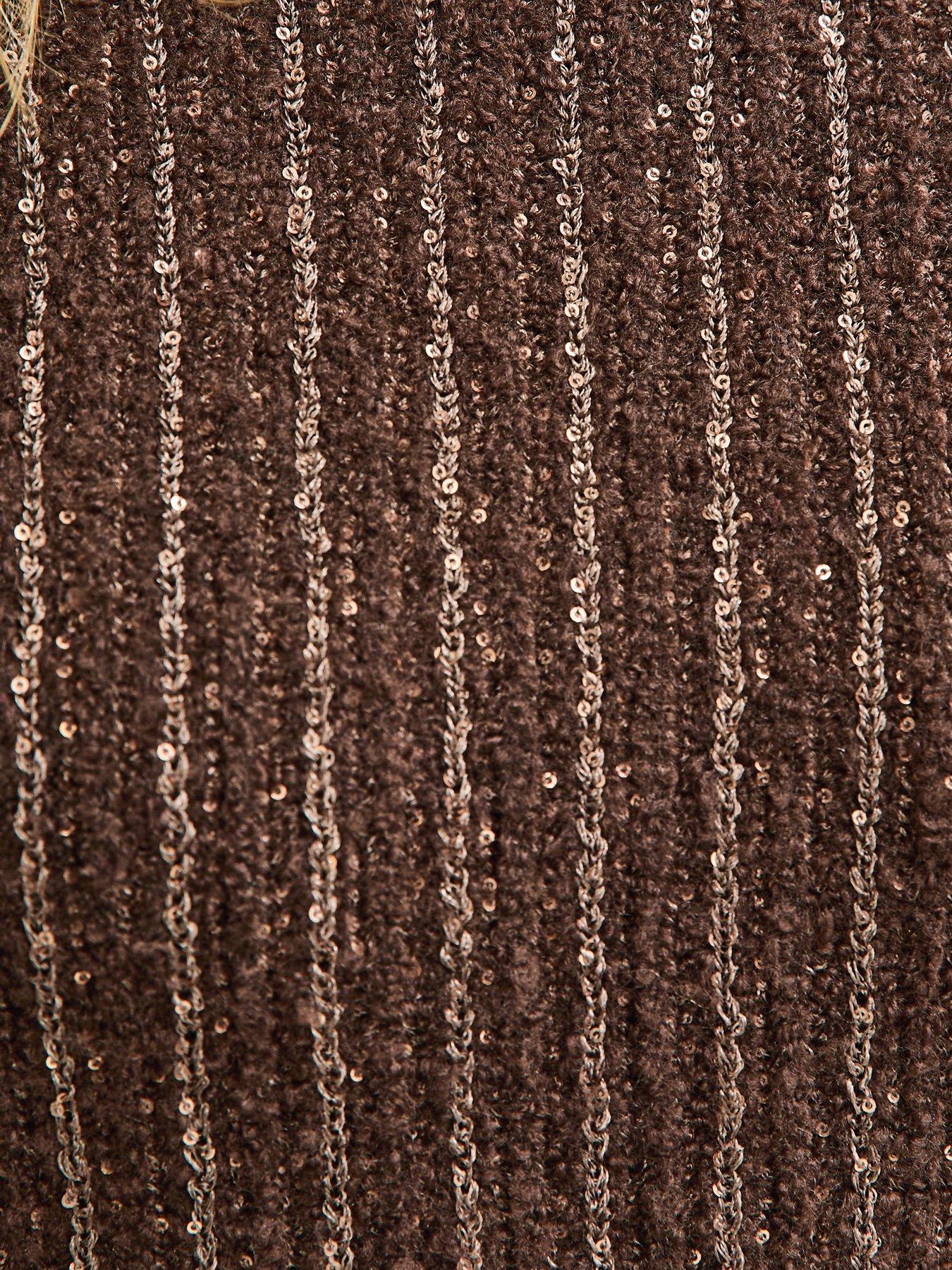 new-look-striped-sequin-jumper-browndetail