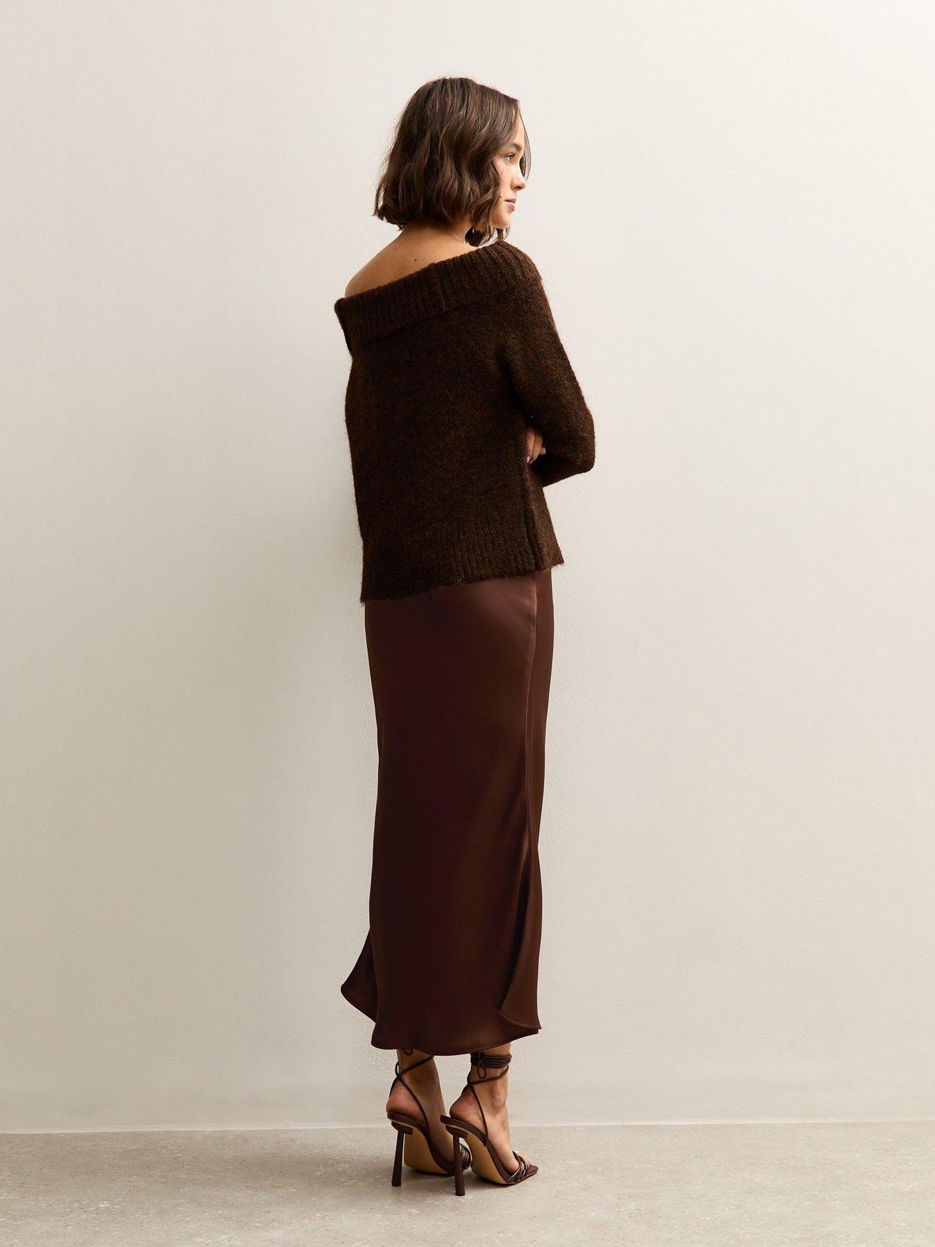 new-look-dark-brown-satin-bias-cut-midi-skirtstillFront
