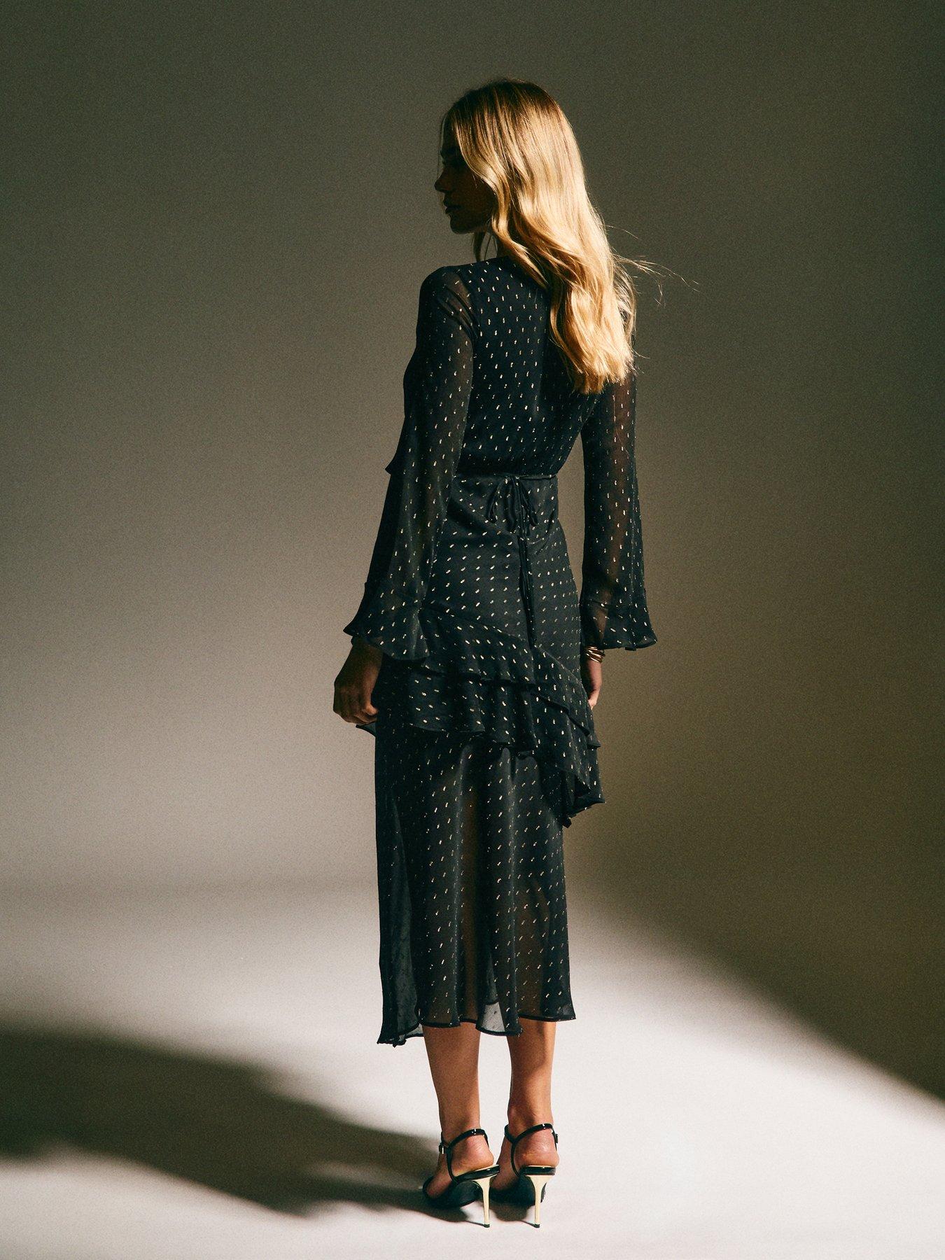 new-look-chiffon-metallic-pattern-ruffled-midi-dress-blackstillFront