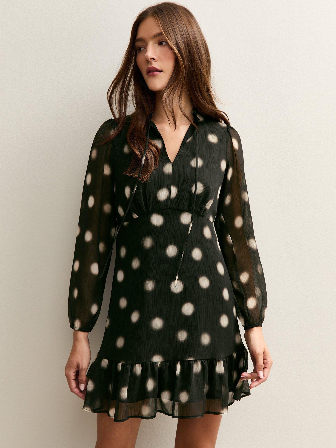 new-look-black-chiffon-polka-dot-mini-dress