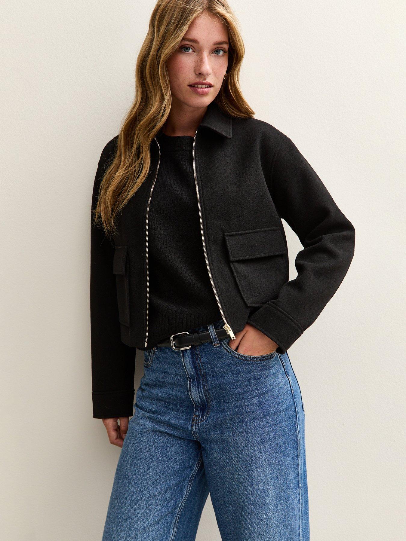 New Look Zip Cosy Harrington - Black