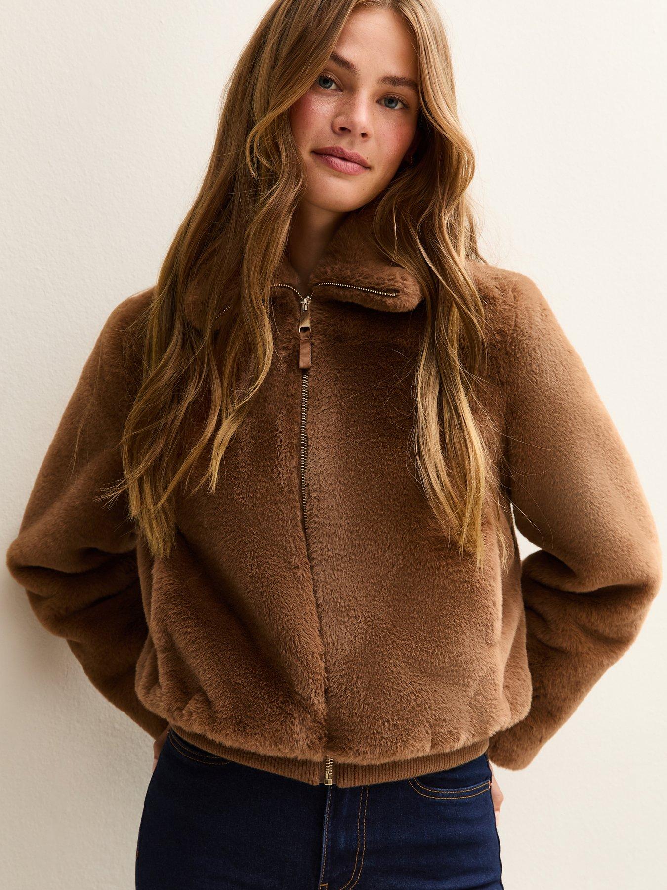 new-look-faux-fur-bomber-jacket-brown