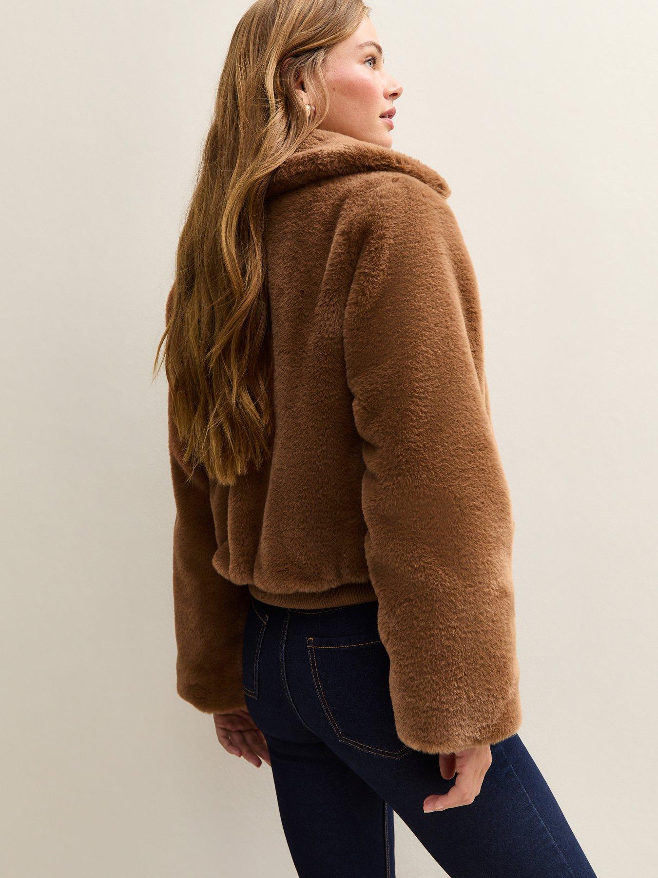 new-look-faux-fur-bomber-jacket-brownstillFront
