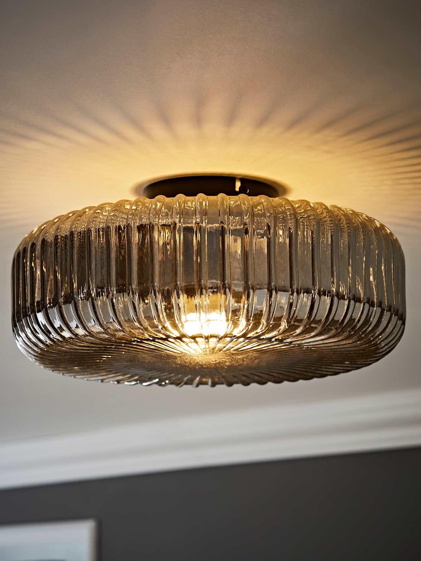 valuelights-calpe-large-matte-black-flush-ceiling-light-with-smoked-ribbed-glass-shade