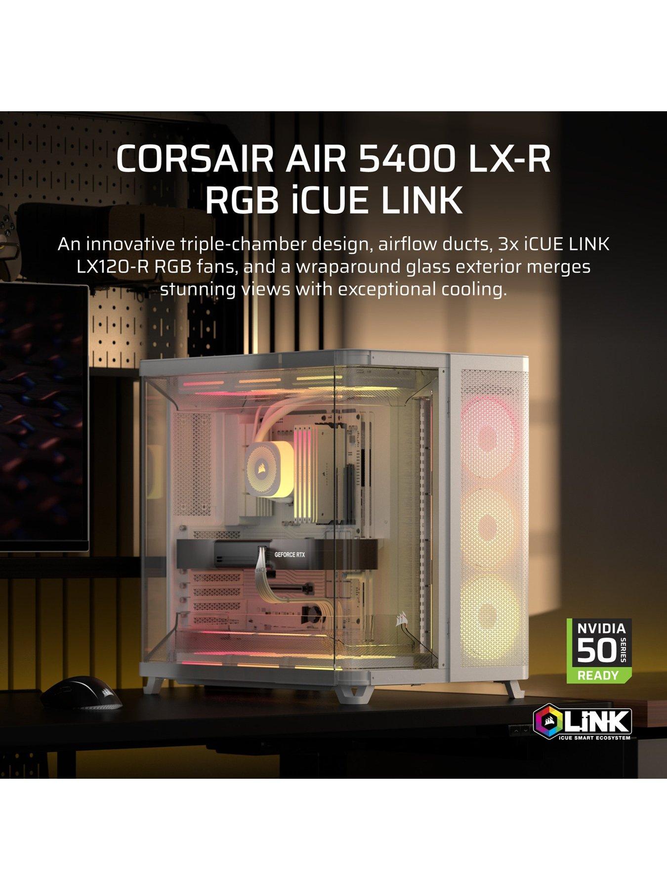 Image 2 of 7 of CORSAIR AIR 5400 LX-R LINK Tempered Glass Mid-Tower - White