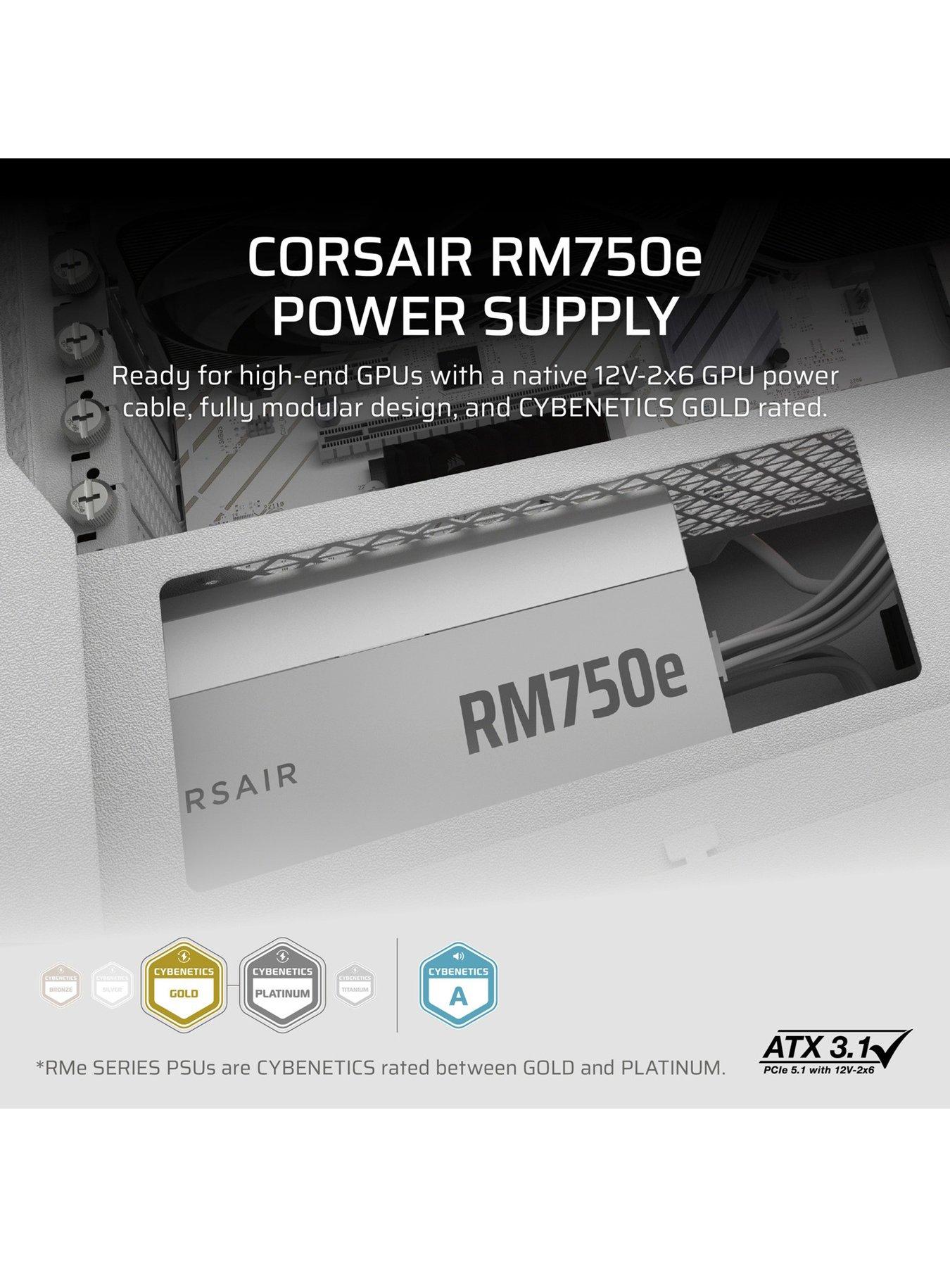 Image 3 of 7 of CORSAIR RMe White Series - RM750e White - 750 Watt - ATX 3.1 - Cybenetics GOLD Certified - Fully Modular Power Supply