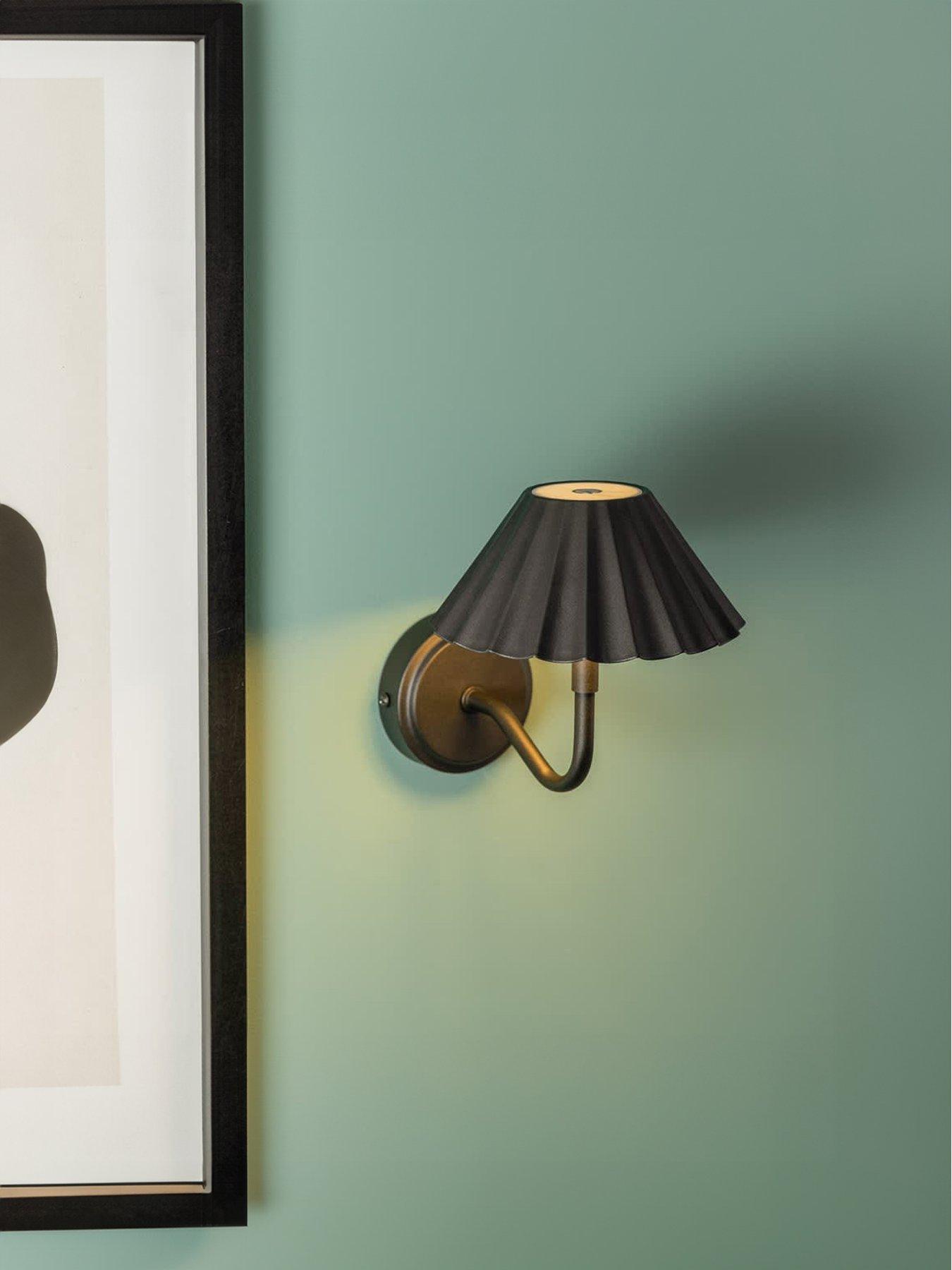 valuelights-pair-of-avery-black-rechargeable-easy-fit-led-wall-light