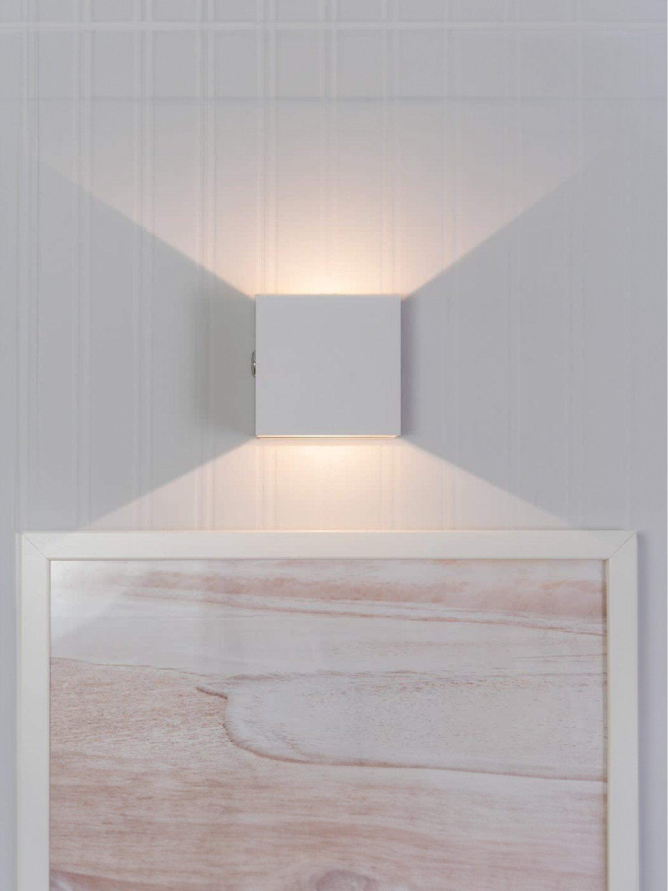 ValueLights Pair Of Marx White Rechargeable Easy Fit Wall Light