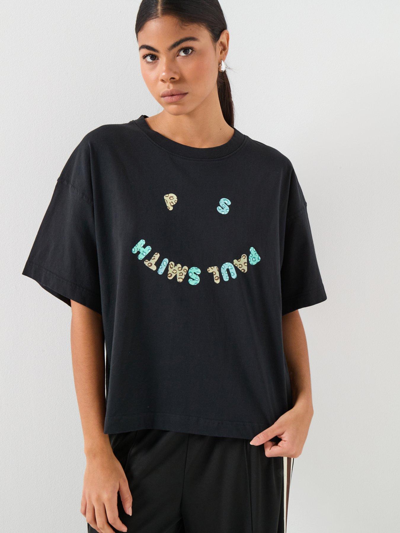 Image 1 of 4 of PS PAUL SMITH Womens Short Sleeve T-shirt Happy - Black