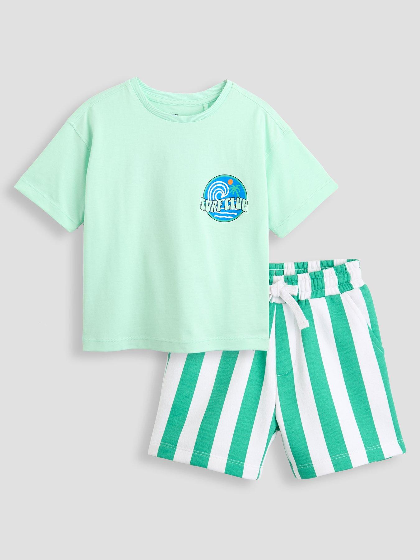 The Very Collection Boys Surf Club Back Graphic Short Set - Green