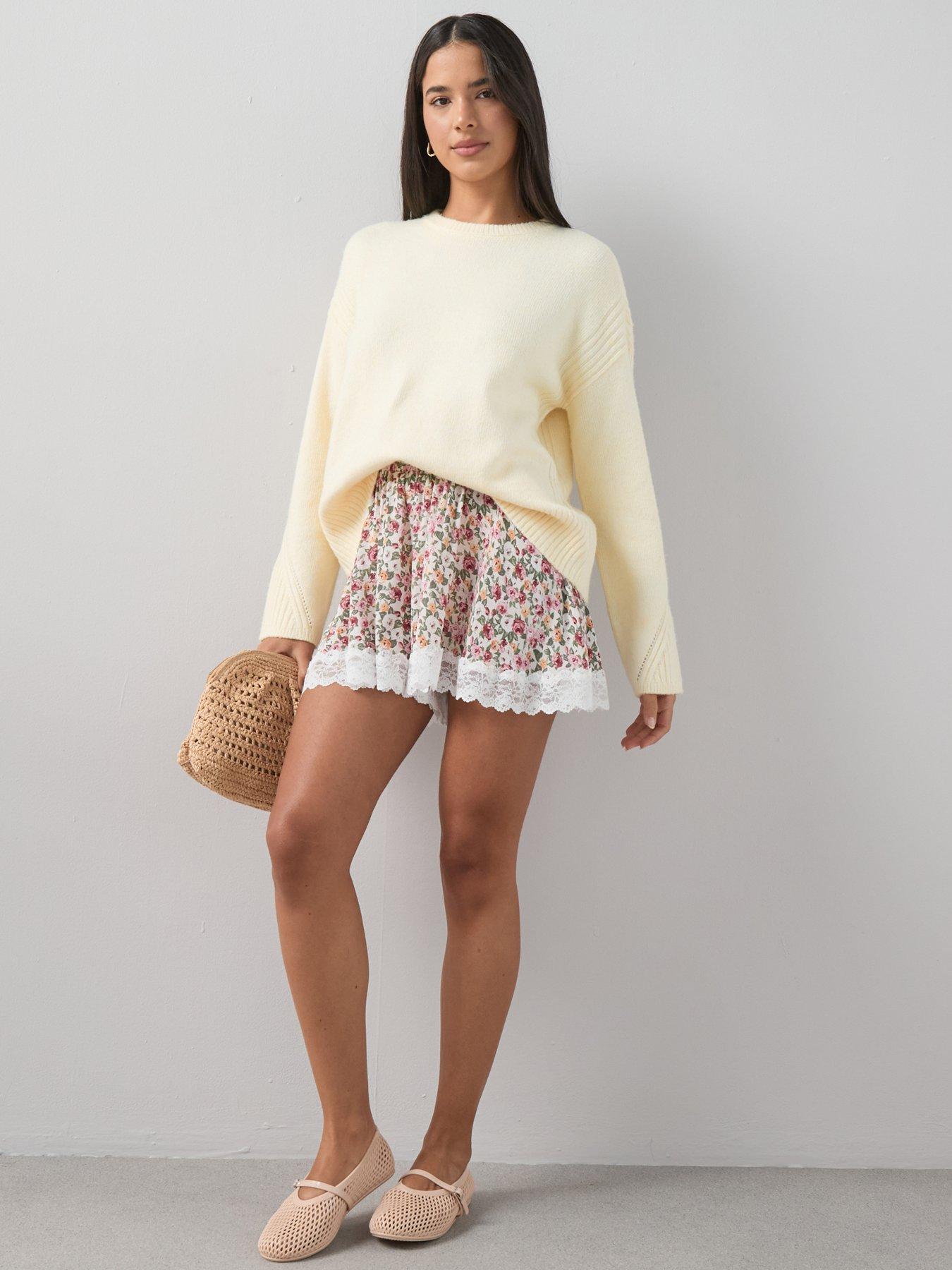 The Very Collection Floral Lace Trim Shorts