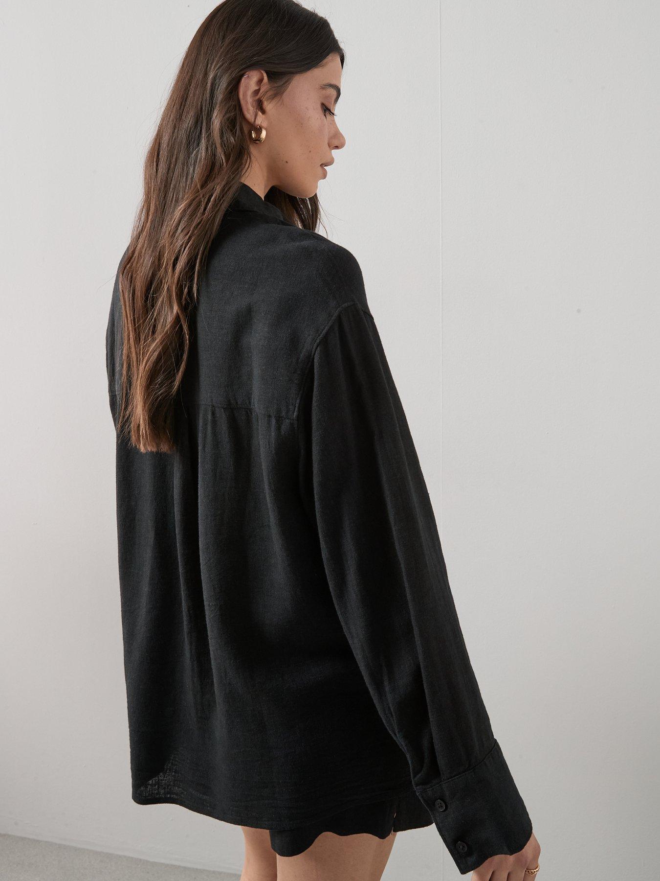 Image 2 of 6 of The Very Collection Linen Shirt - Black