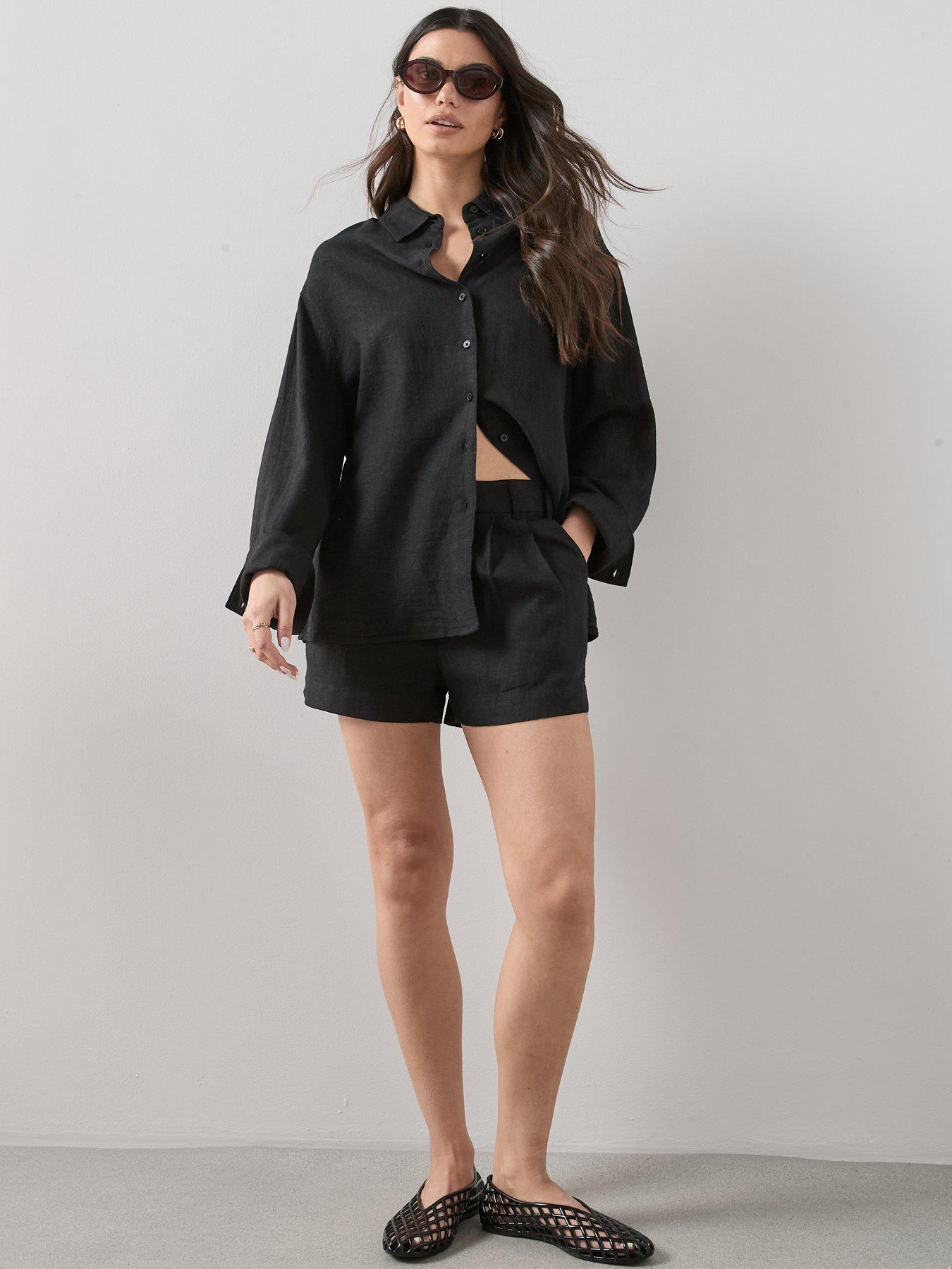 Image 3 of 6 of The Very Collection Linen Shirt - Black