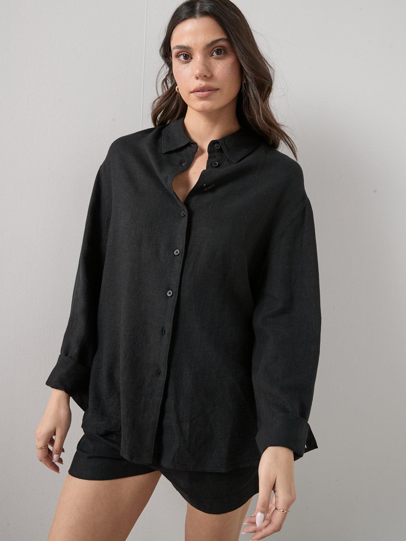 Image 5 of 6 of The Very Collection Linen Shirt - Black