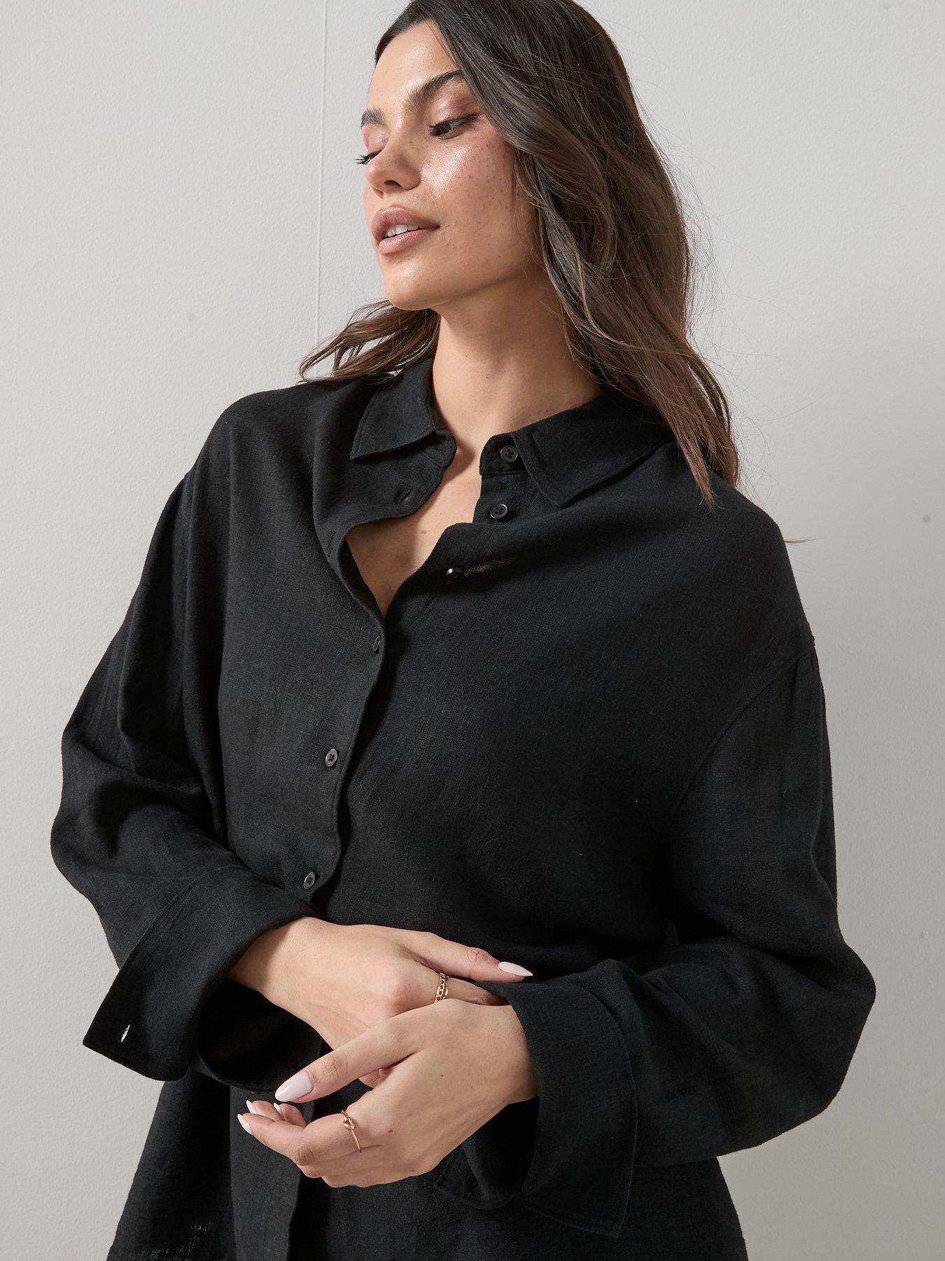 Image 6 of 6 of The Very Collection Linen Shirt - Black