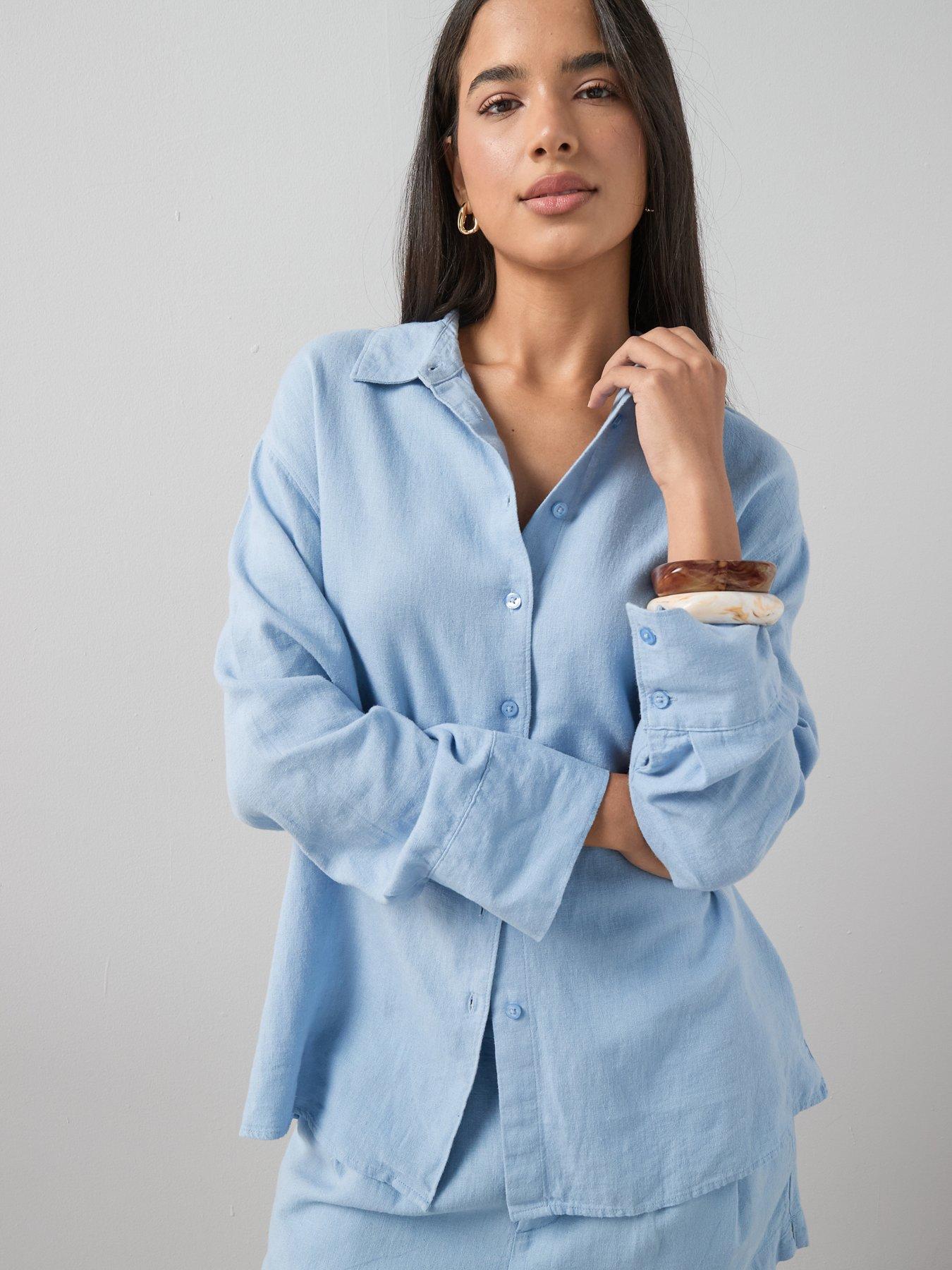 Image 1 of 7 of The Very Collection Linen Shirt - Blue