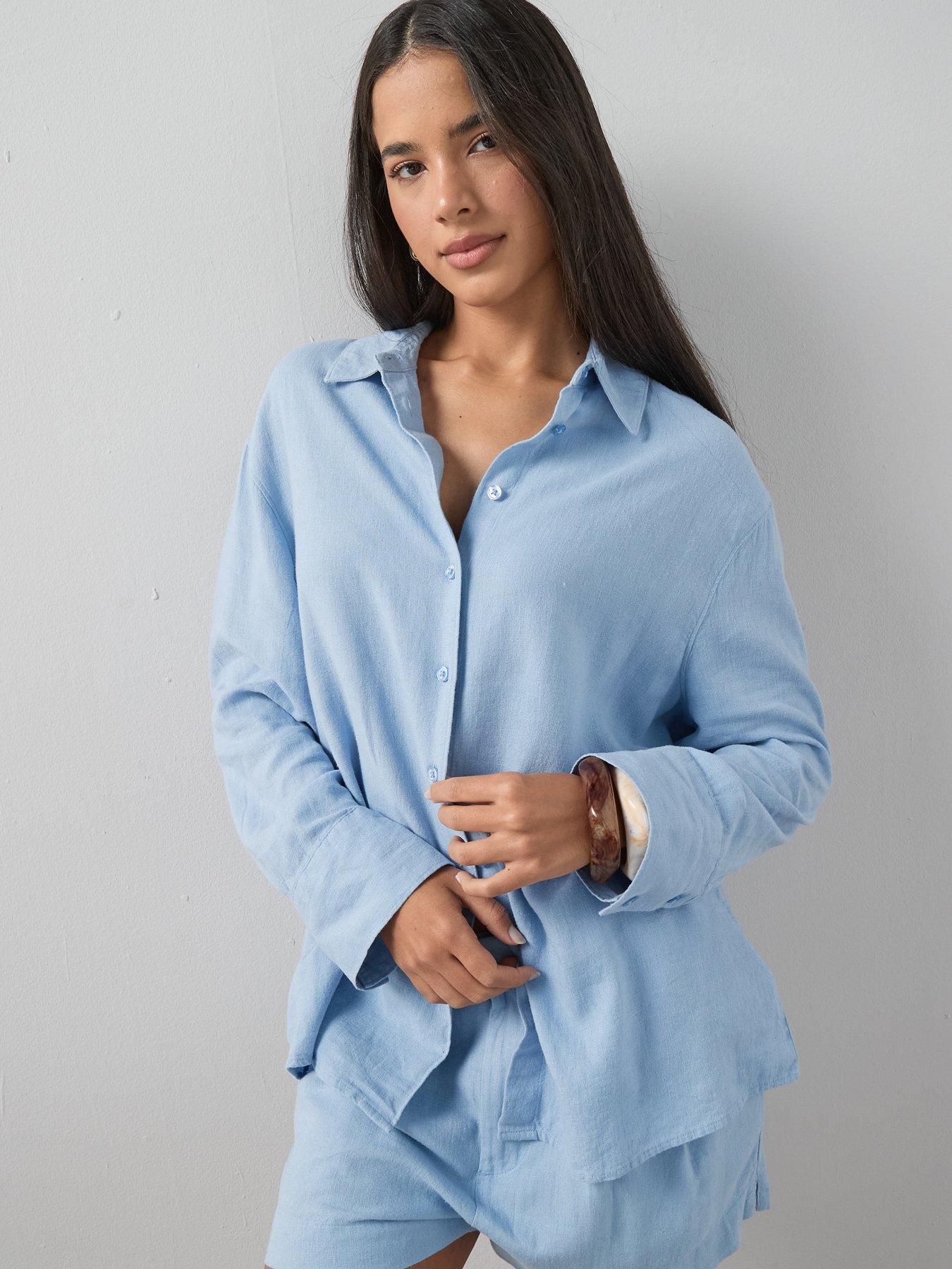 Image 5 of 7 of The Very Collection Linen Shirt - Blue