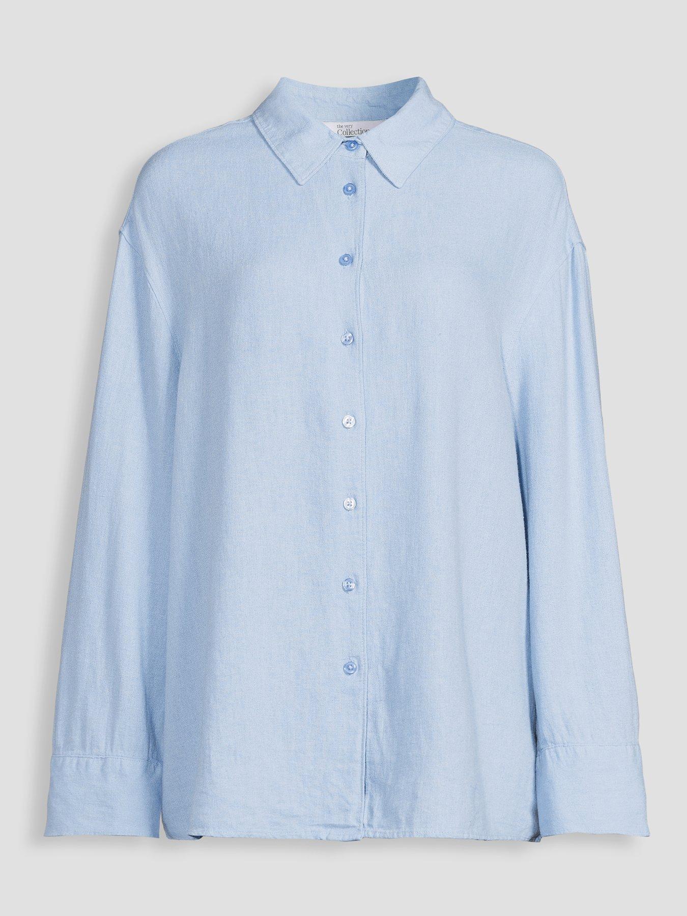 Image 7 of 7 of The Very Collection Linen Shirt - Blue