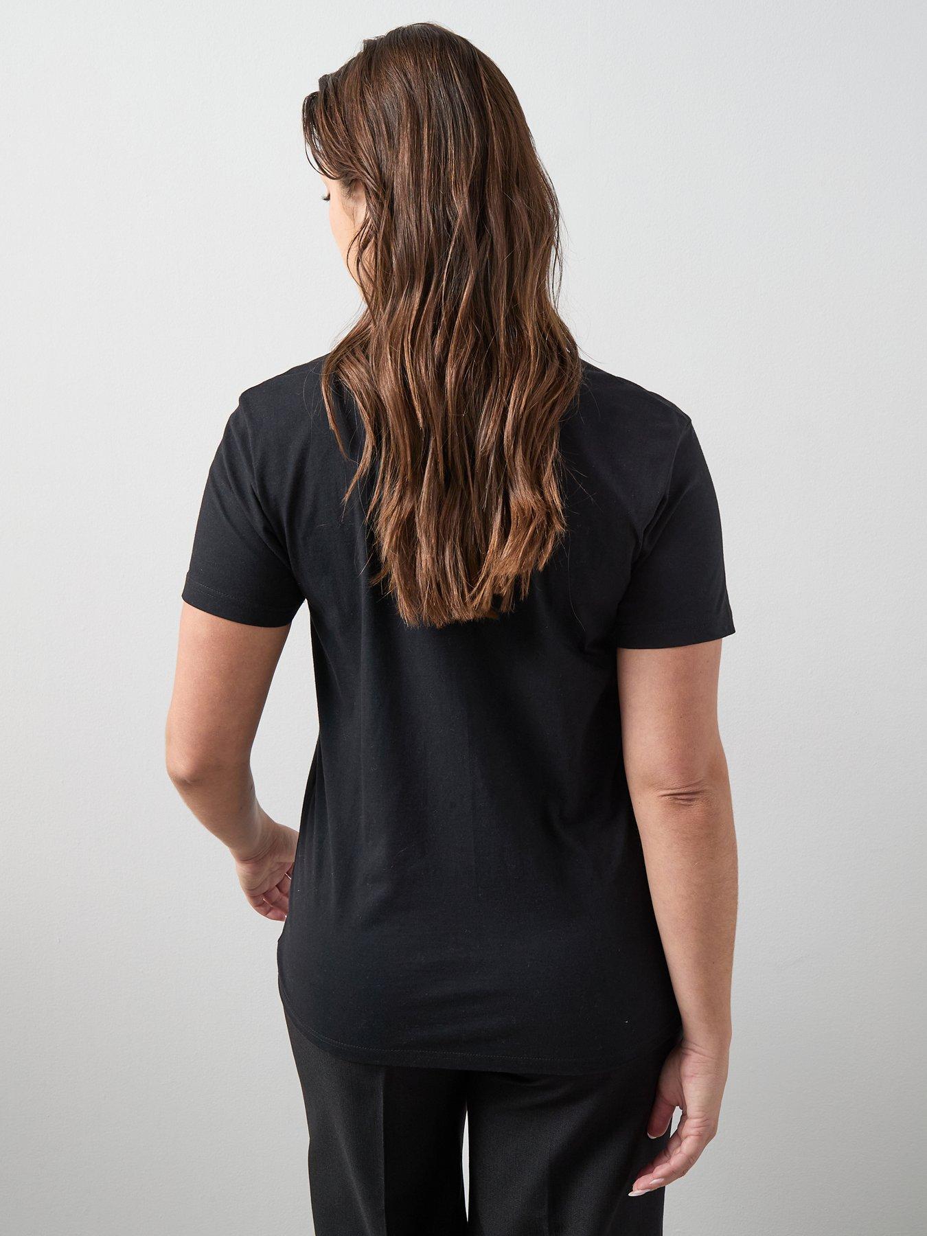 Image 2 of 6 of The Very Collection Curve Printed Bow T-Shirt - Black
