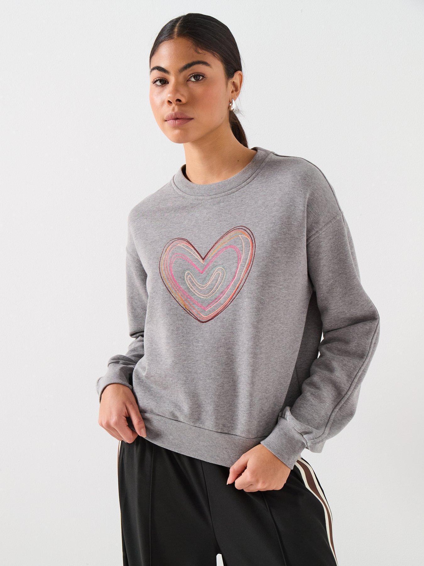 Image 1 of 6 of PS PAUL SMITH Womens Swirl Heart Embroidered Sweatshirt - Grey