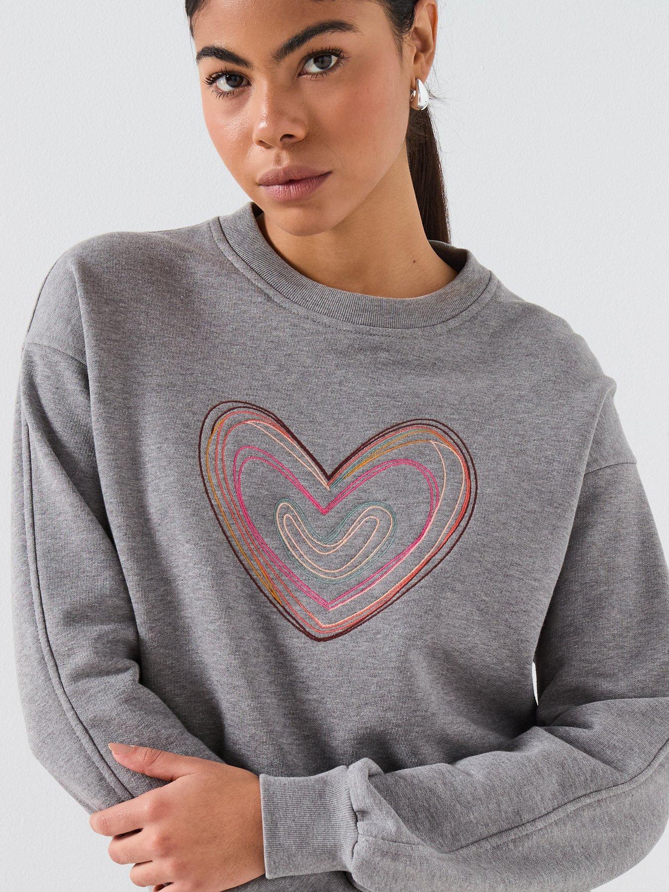 Image 5 of 6 of PS PAUL SMITH Womens Swirl Heart Embroidered Sweatshirt - Grey