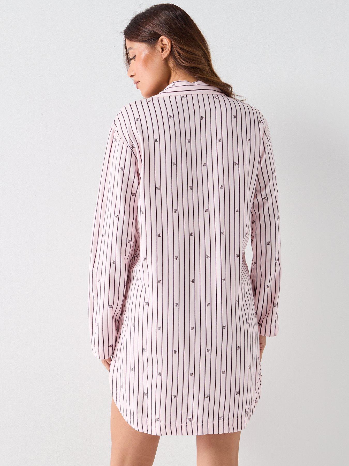 hugo-striped-sleep-shirt-pinkstillFront