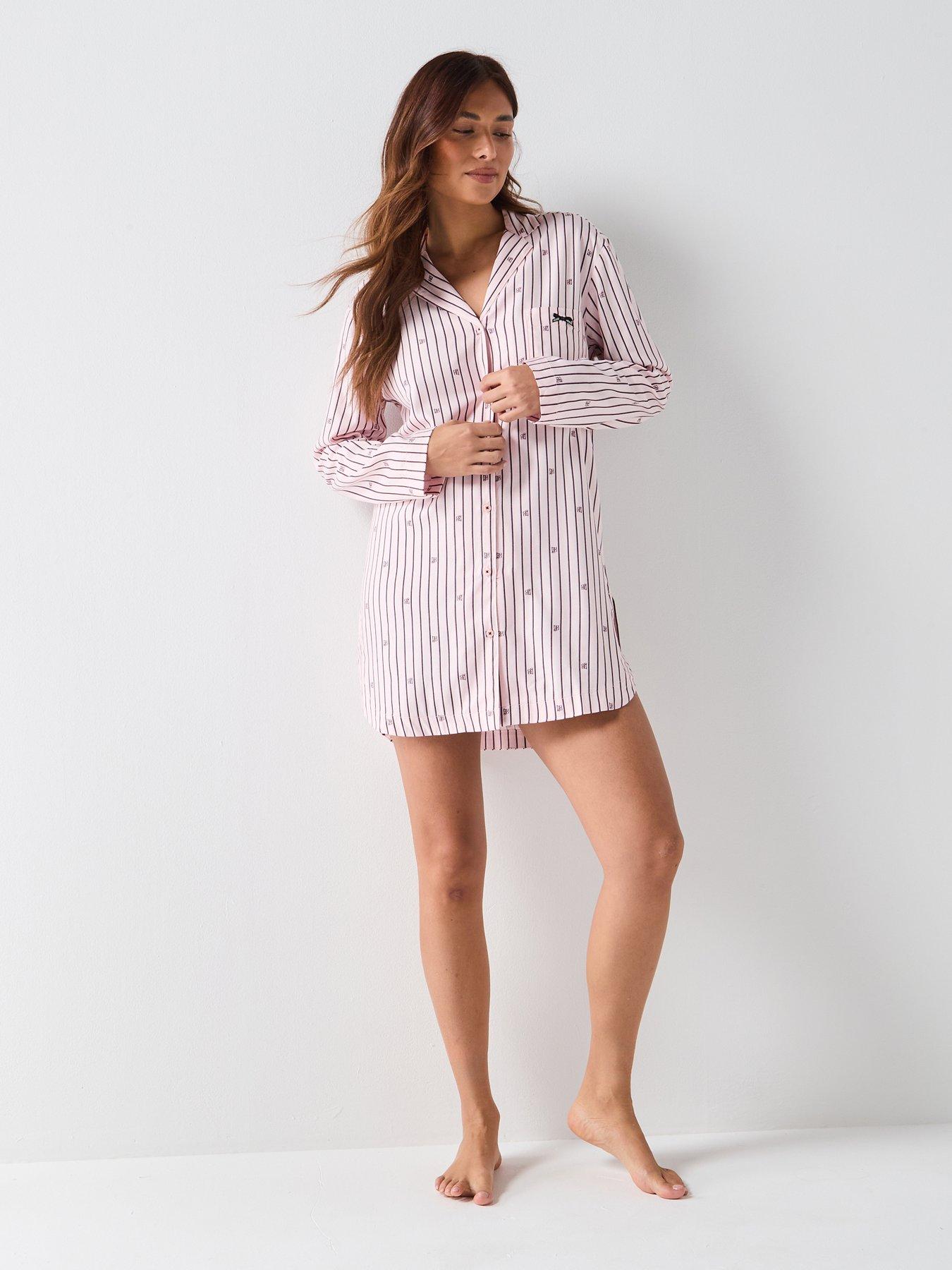 Image 3 of 5 of HUGO Striped Sleep Shirt - Pink