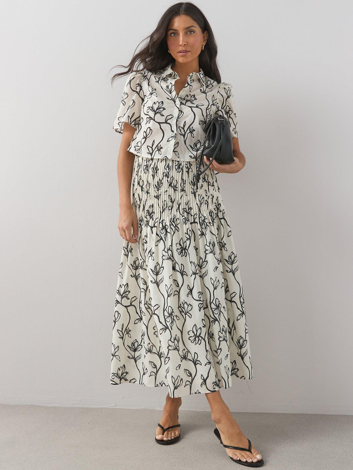 The Very Collection Floral Print Pintuck Poplin Co-Ord Full Skirt - Print