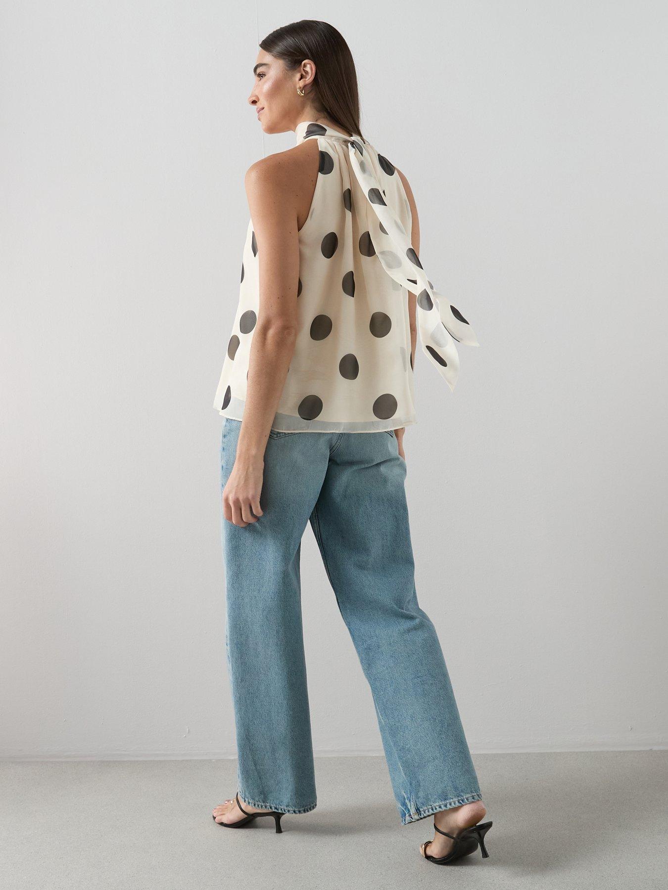 Image 2 of 6 of The Very Collection Polka Dot Tie Neck Blouse