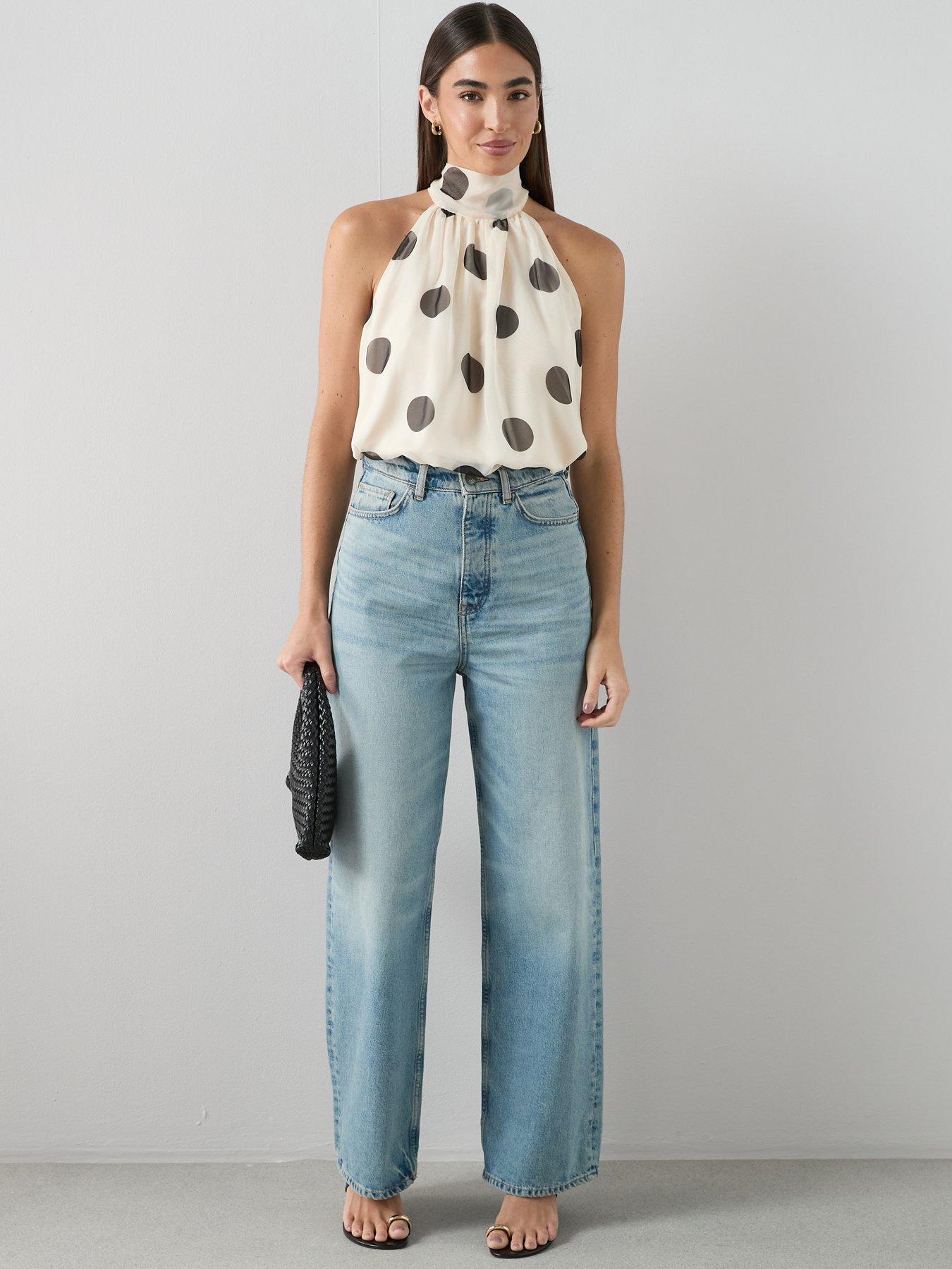 Image 3 of 6 of The Very Collection Polka Dot Tie Neck Blouse