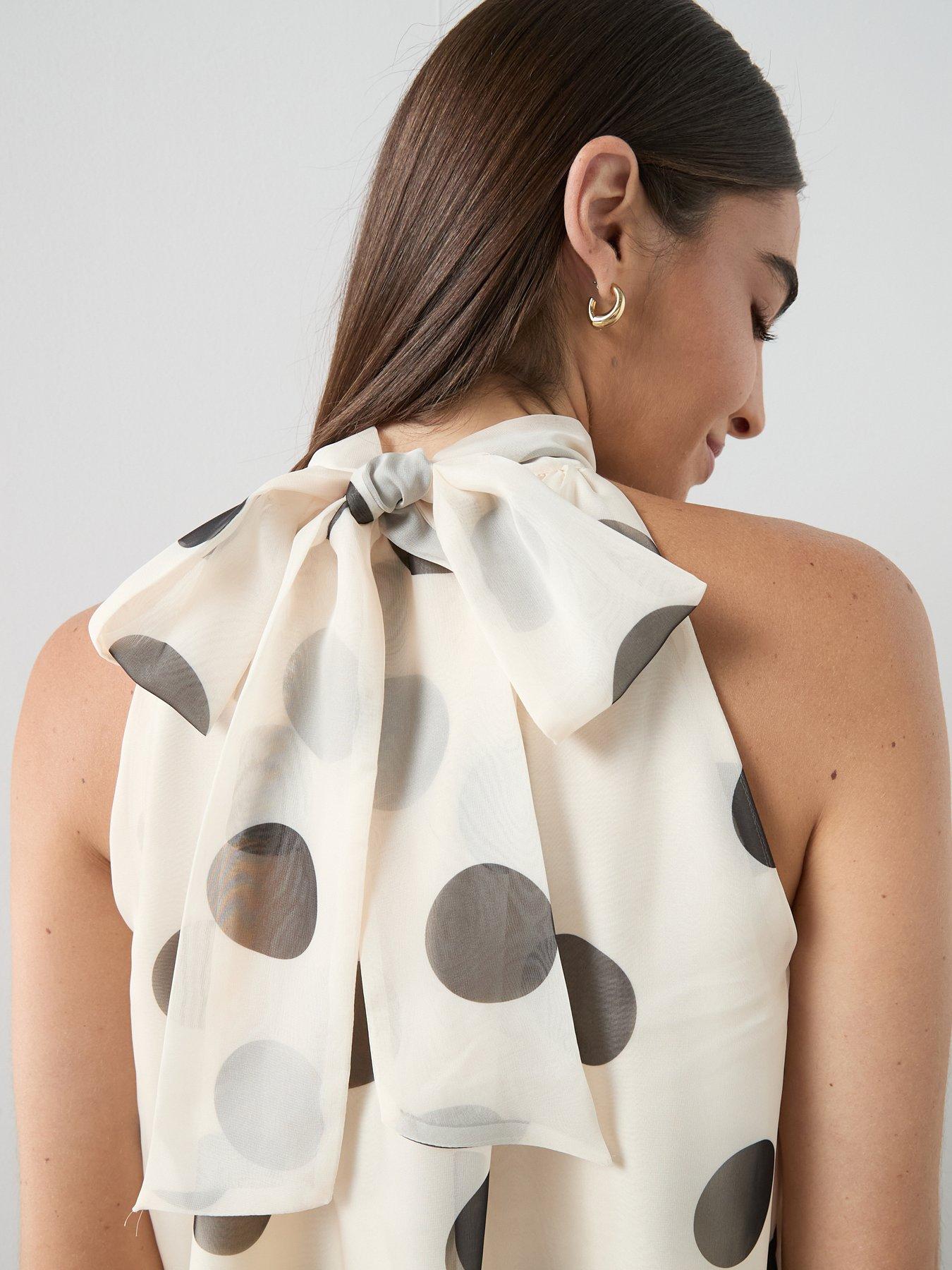 Image 4 of 6 of The Very Collection Polka Dot Tie Neck Blouse