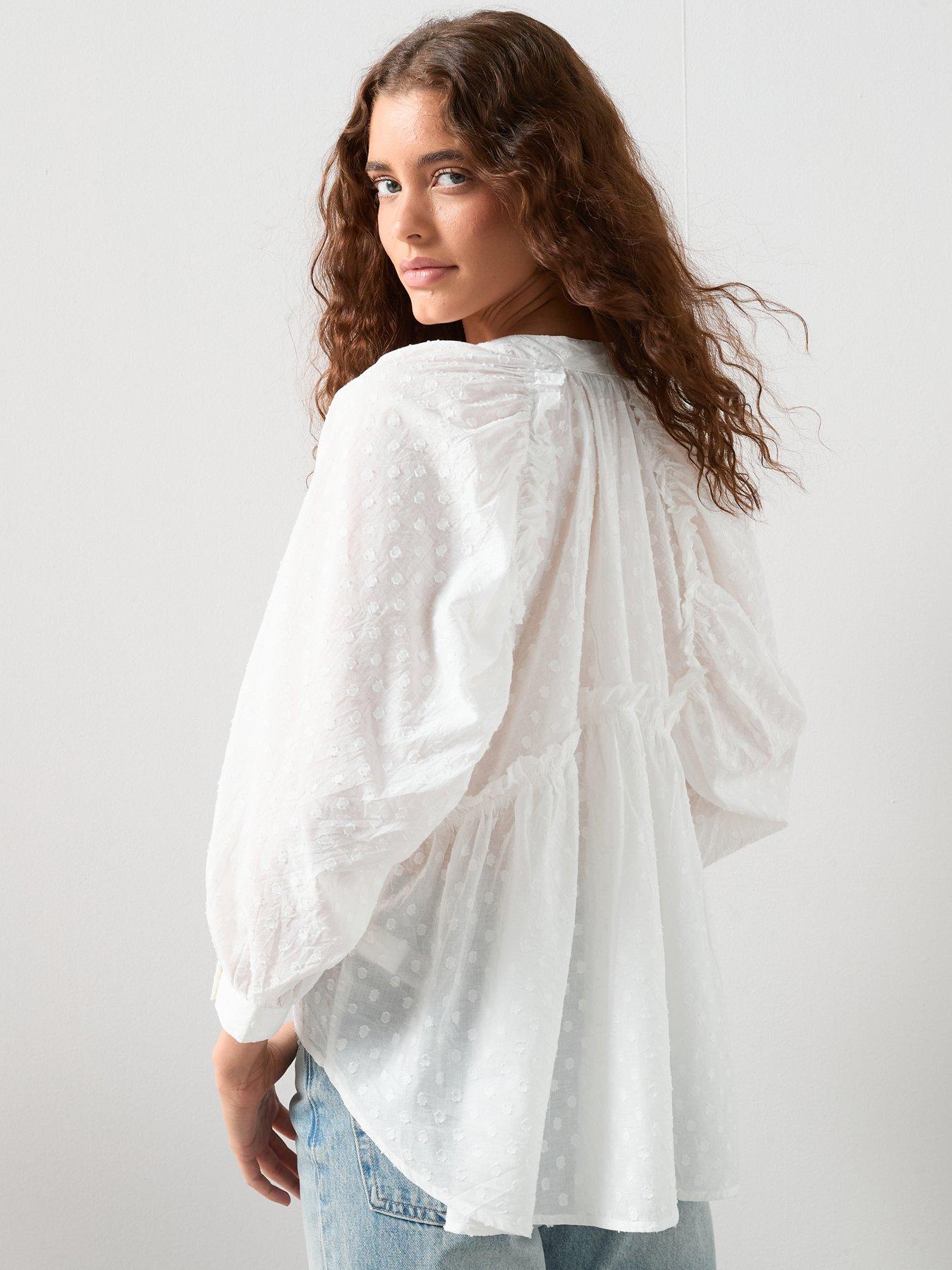 Image 2 of 6 of The Very Collection Dobby Button Through Cotton Blouse