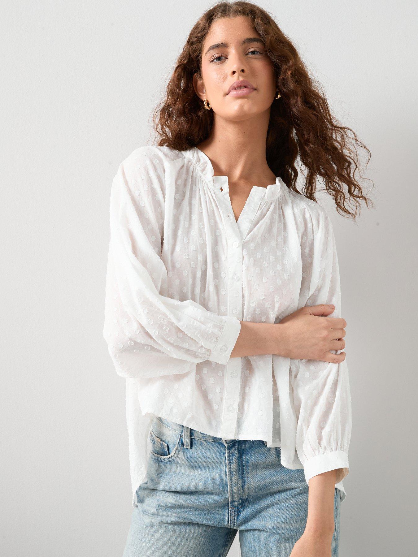 Image 4 of 6 of The Very Collection Dobby Button Through Cotton Blouse