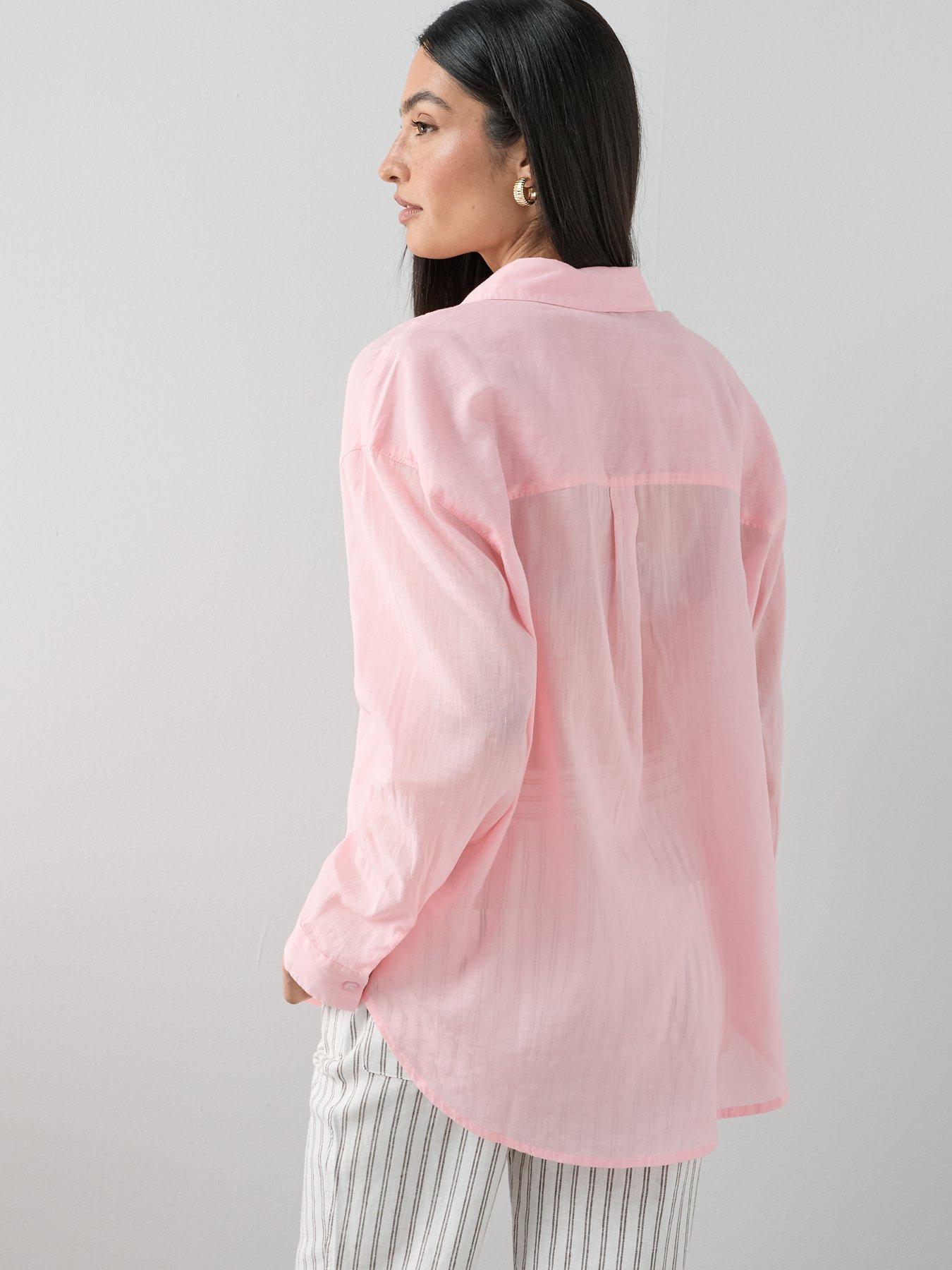Image 2 of 6 of The Very Collection Oversized Rami Lightweight Shirt - Pink
