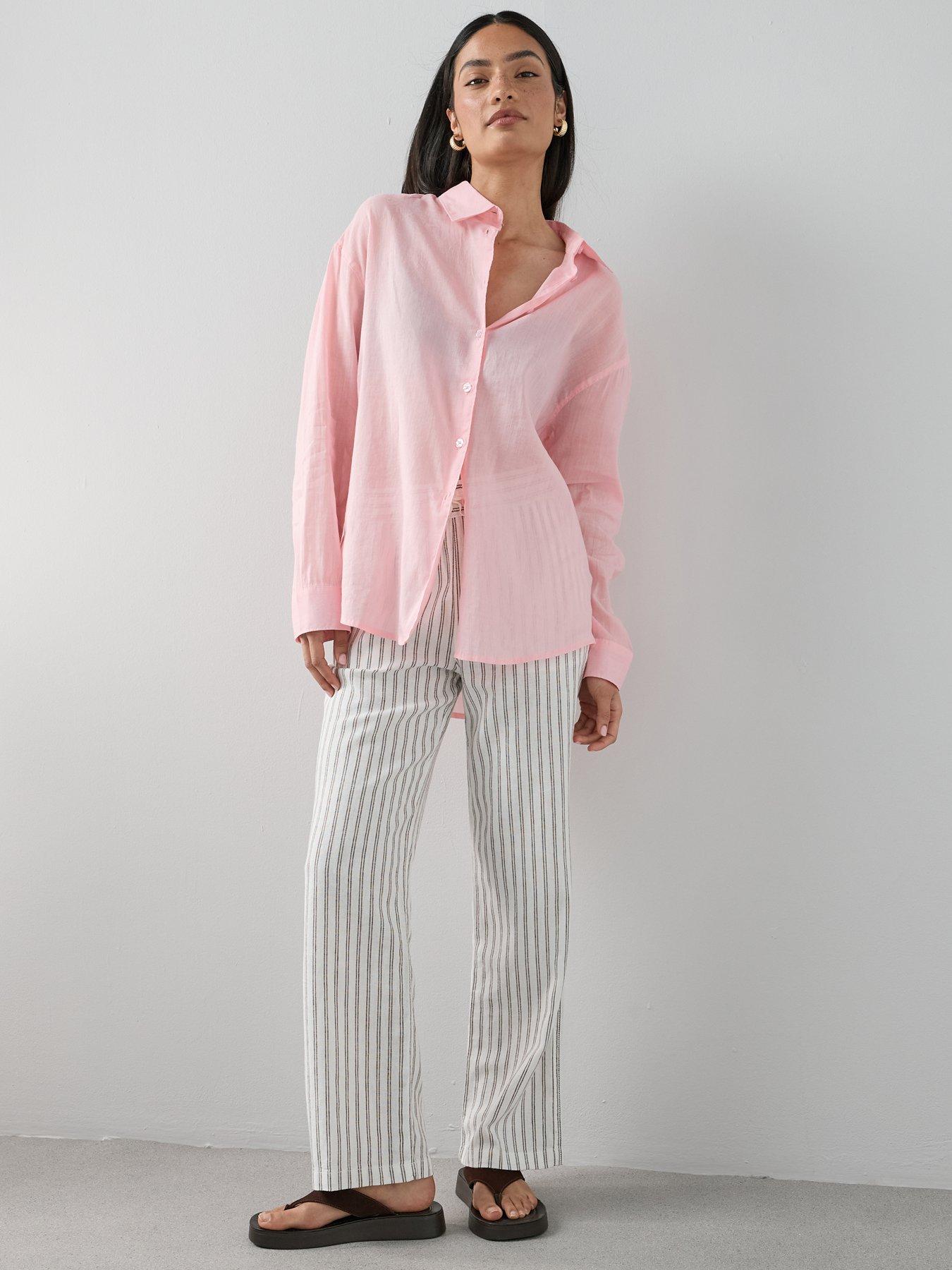 Image 5 of 6 of The Very Collection Oversized Rami Lightweight Shirt - Pink